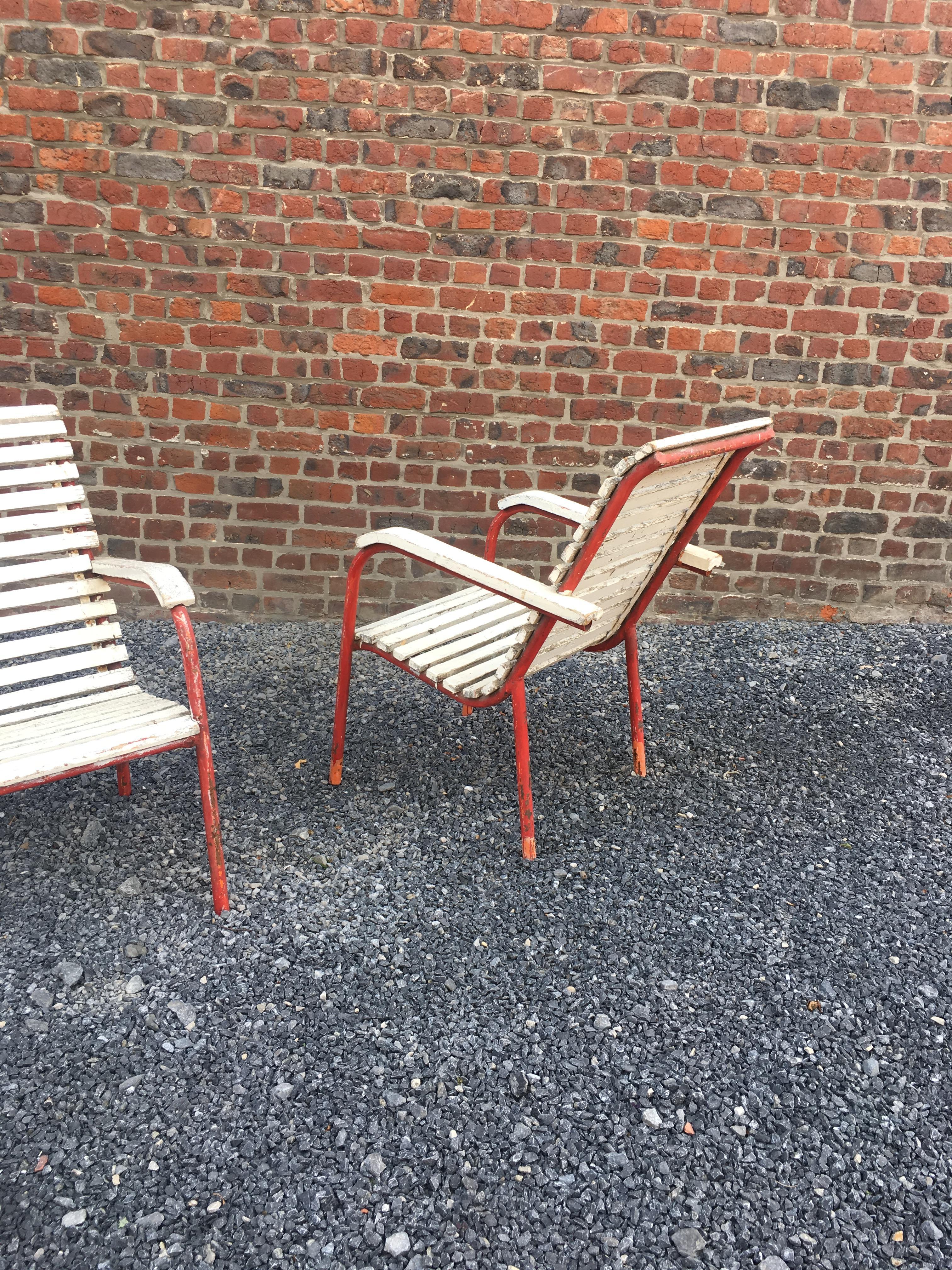 Modernistischer Art-Déco-Sessel im Stil von Robert Mallet Stevens, Paar (Metall) im Angebot