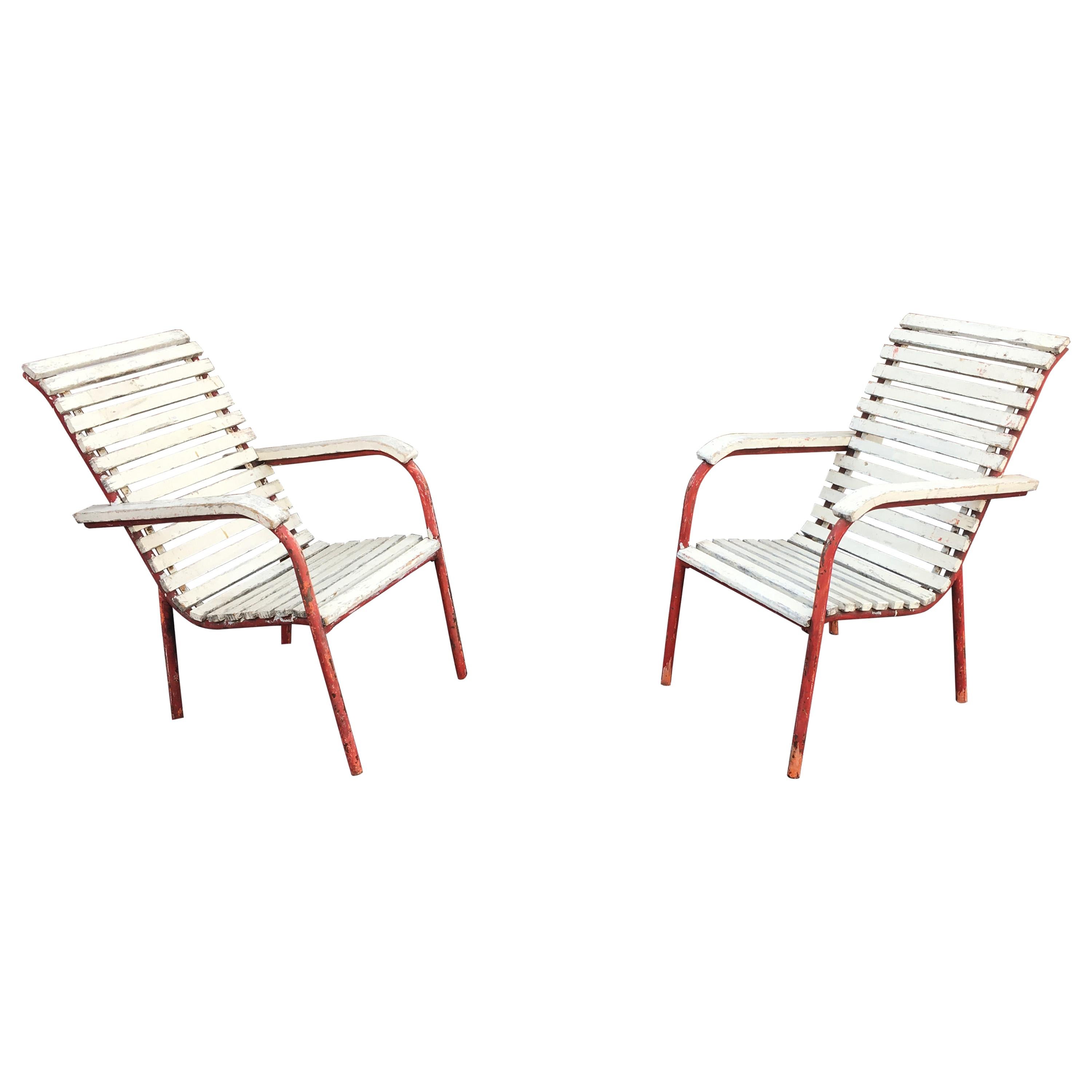Pair of Modernist Art Deco Armchairs in the Style of Robert Mallet Stevens