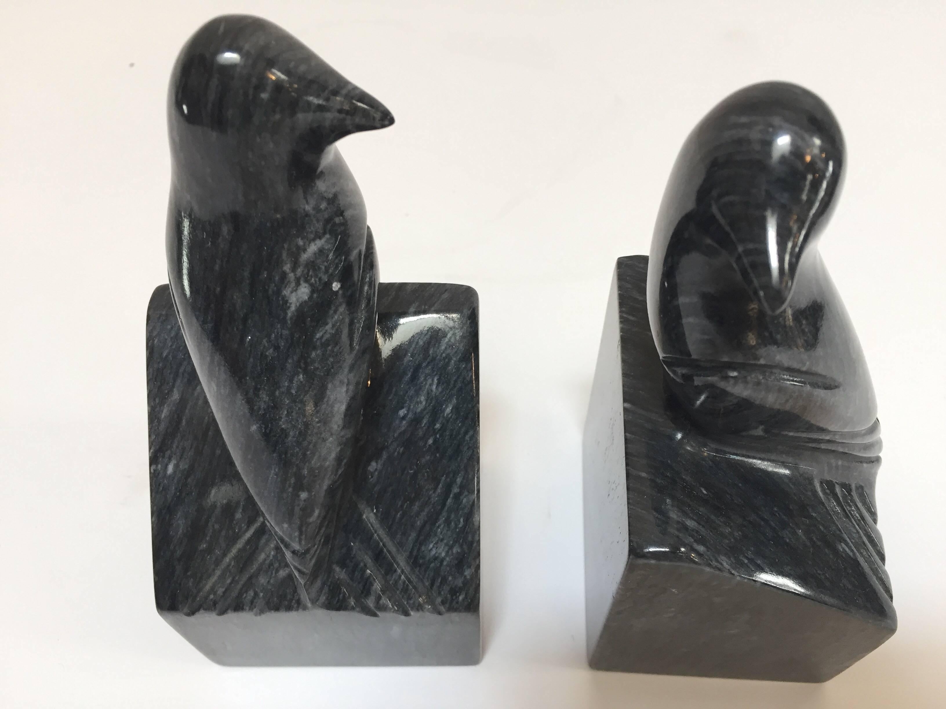 Pair of Modernist Art Deco Black Marble Birds Bookends 6