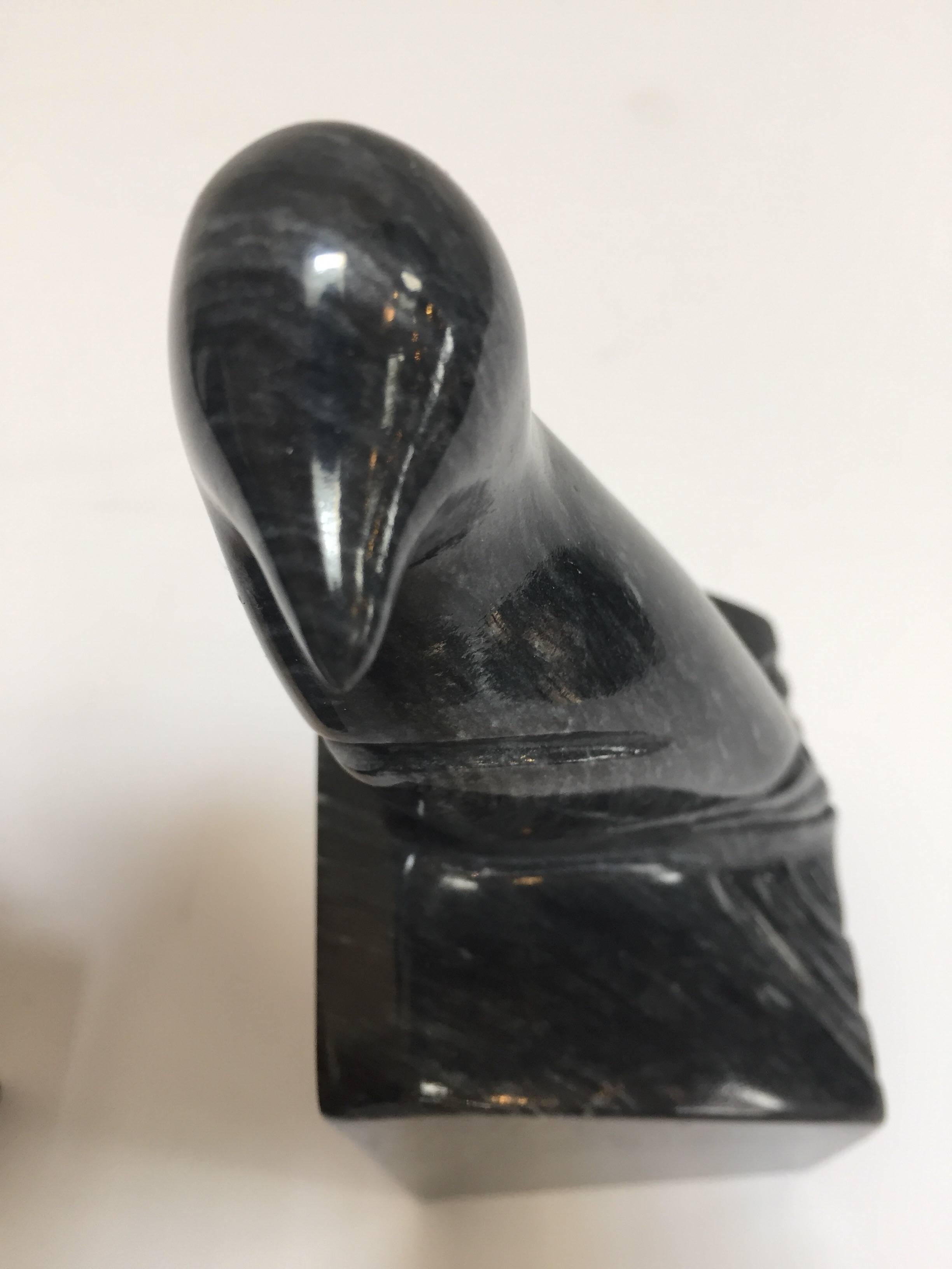Pair of Modernist Art Deco Black Marble Birds Bookends 7