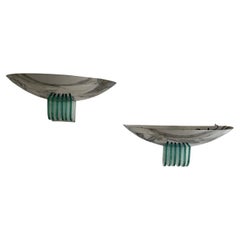 Pair of modernist art deco style wall lights dating from the 80s