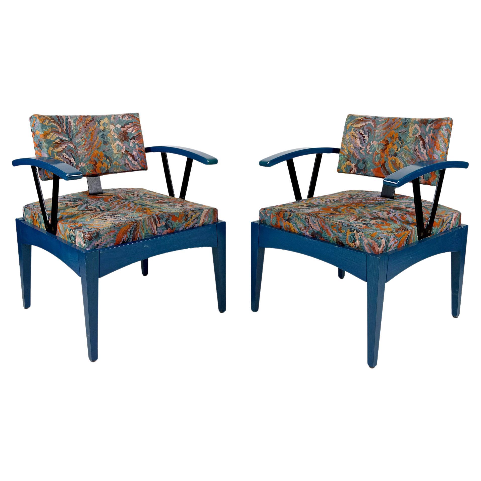 Pair of modernist Baumann armchairs, France, 1970s/80s For Sale