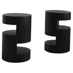 Zwei modernistische Nachttische aus gebogenem Ply
