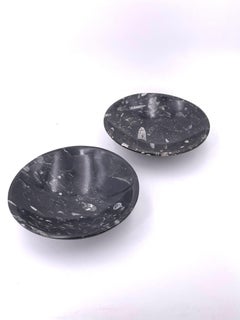 Pair of Modernist Black Italian Marble Bowls or Catch All