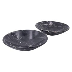 Pair of Modernist Black Italian Marble Bowls or Catch it All