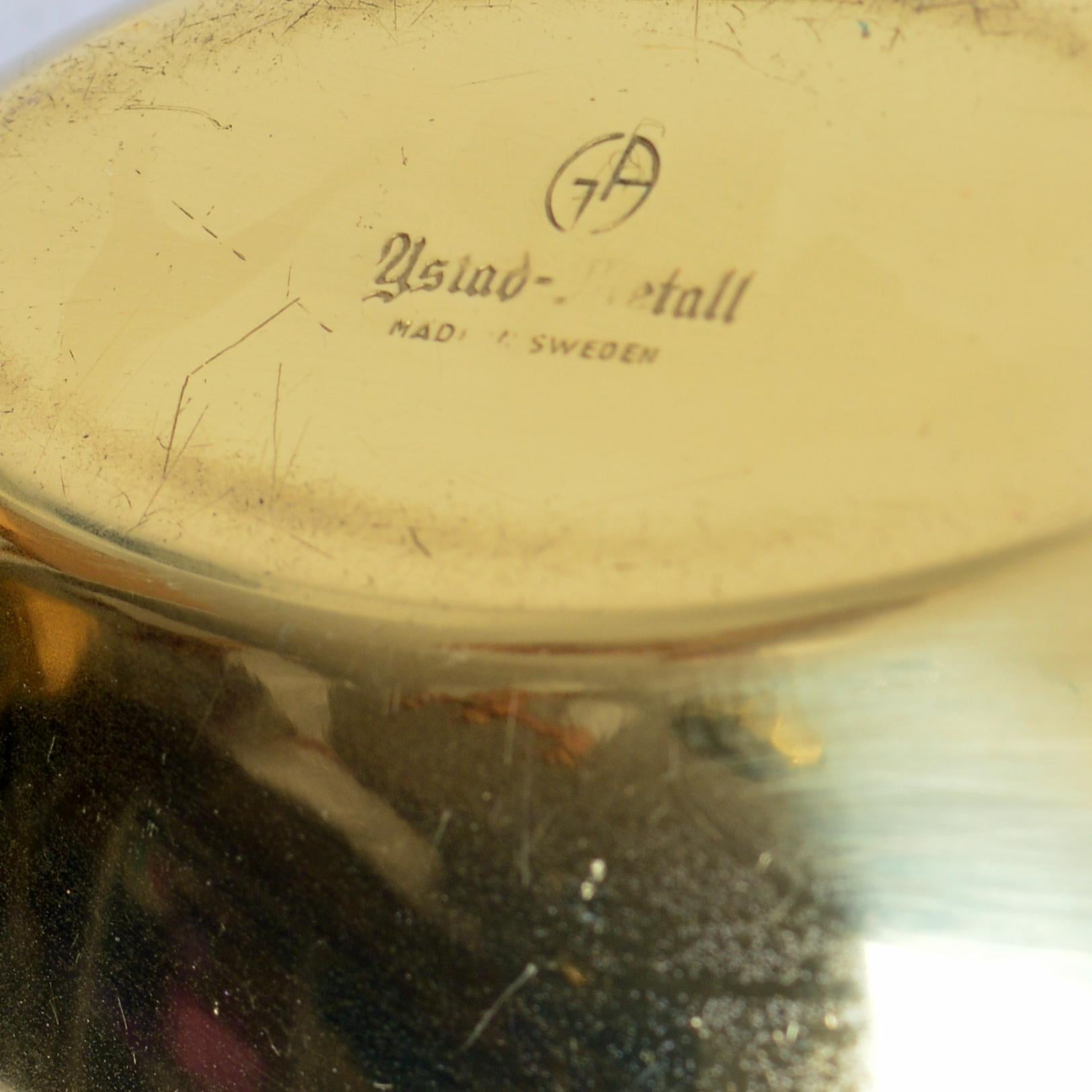 Pair of Modernist Bowls in Brass by Gunnar Ander for Ystad Metall Sweden In Good Condition For Sale In Stockholm, SE