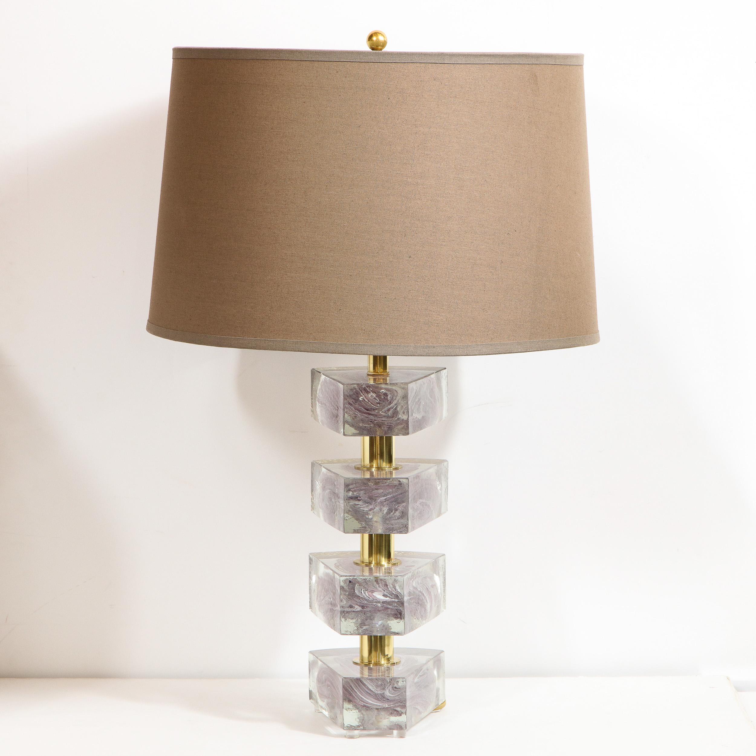 Paire de lampes « Cloud » modernistes en laiton et verre de Murano translucide soufflé à la main en vente 6