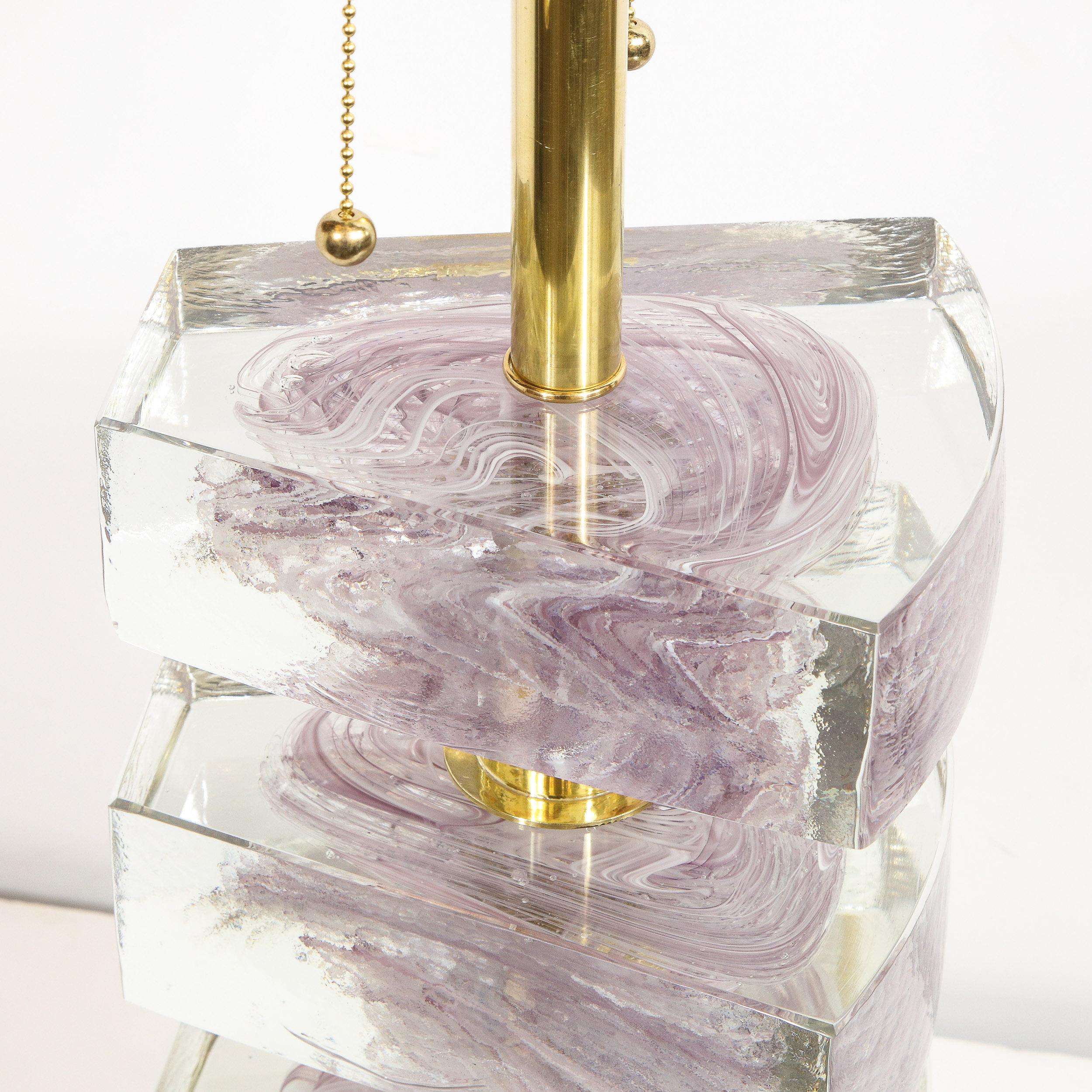 Paire de lampes « Cloud » modernistes en laiton et verre de Murano translucide soufflé à la main en vente 11