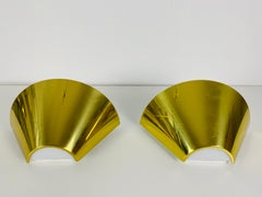 Pair of Modernist Brass and Opaline Glass Wall Lamps by Limburg, Germany, 1980s