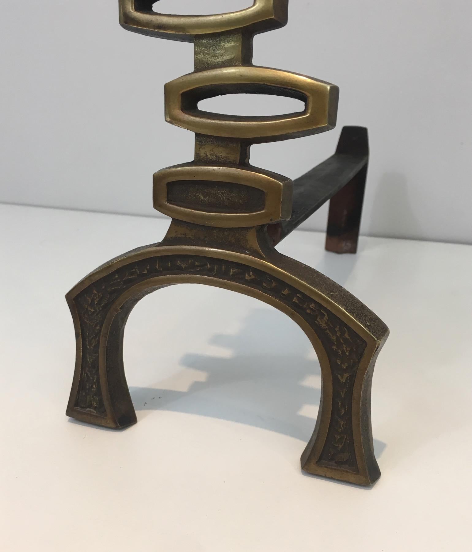 Coppia di Androni modernisti in ottone in vendita 4