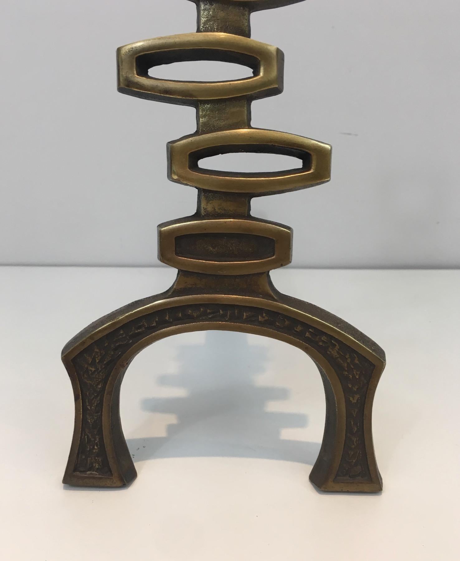 Coppia di Androni modernisti in ottone in vendita 5