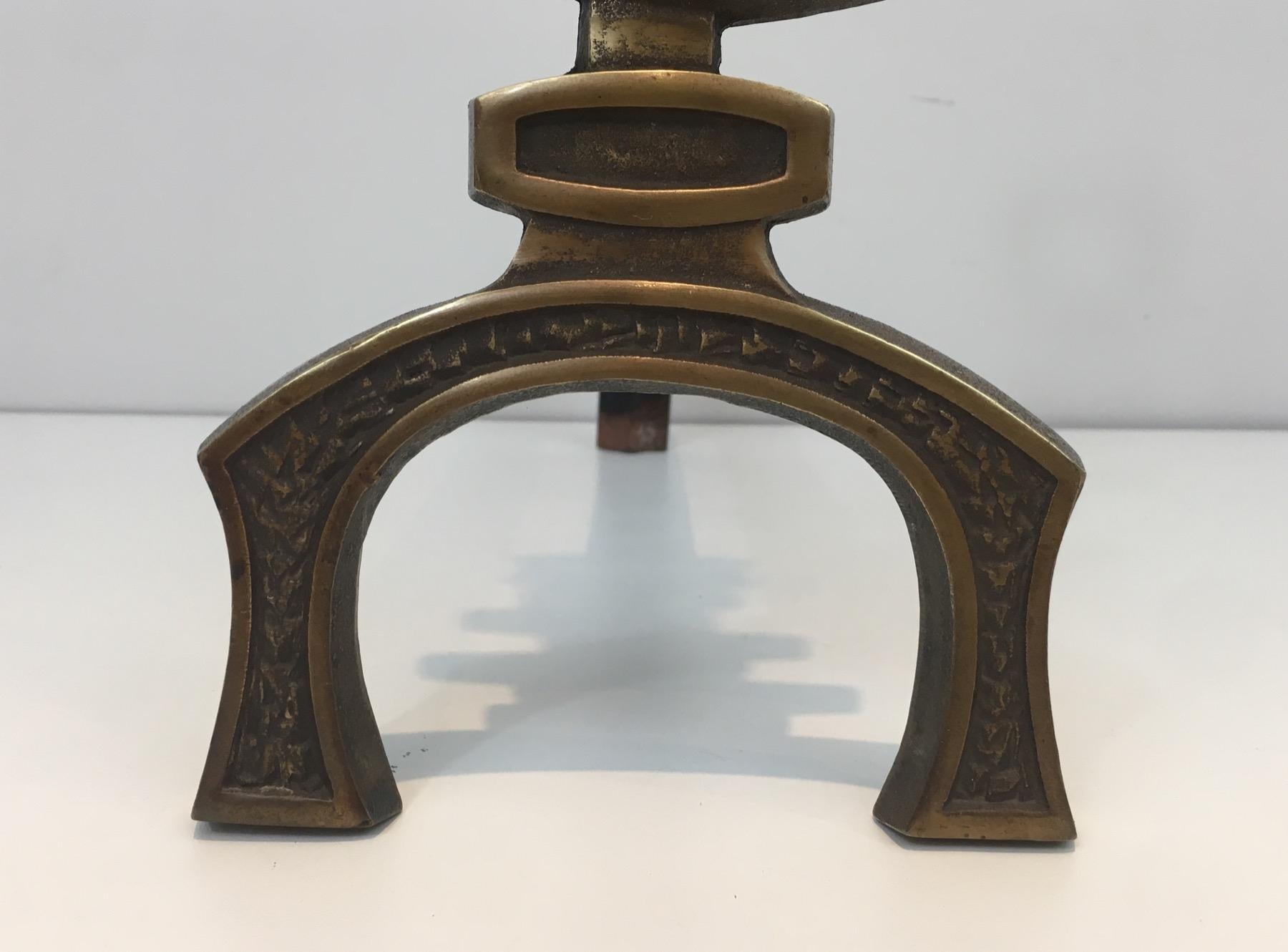 Coppia di Androni modernisti in ottone in vendita 7