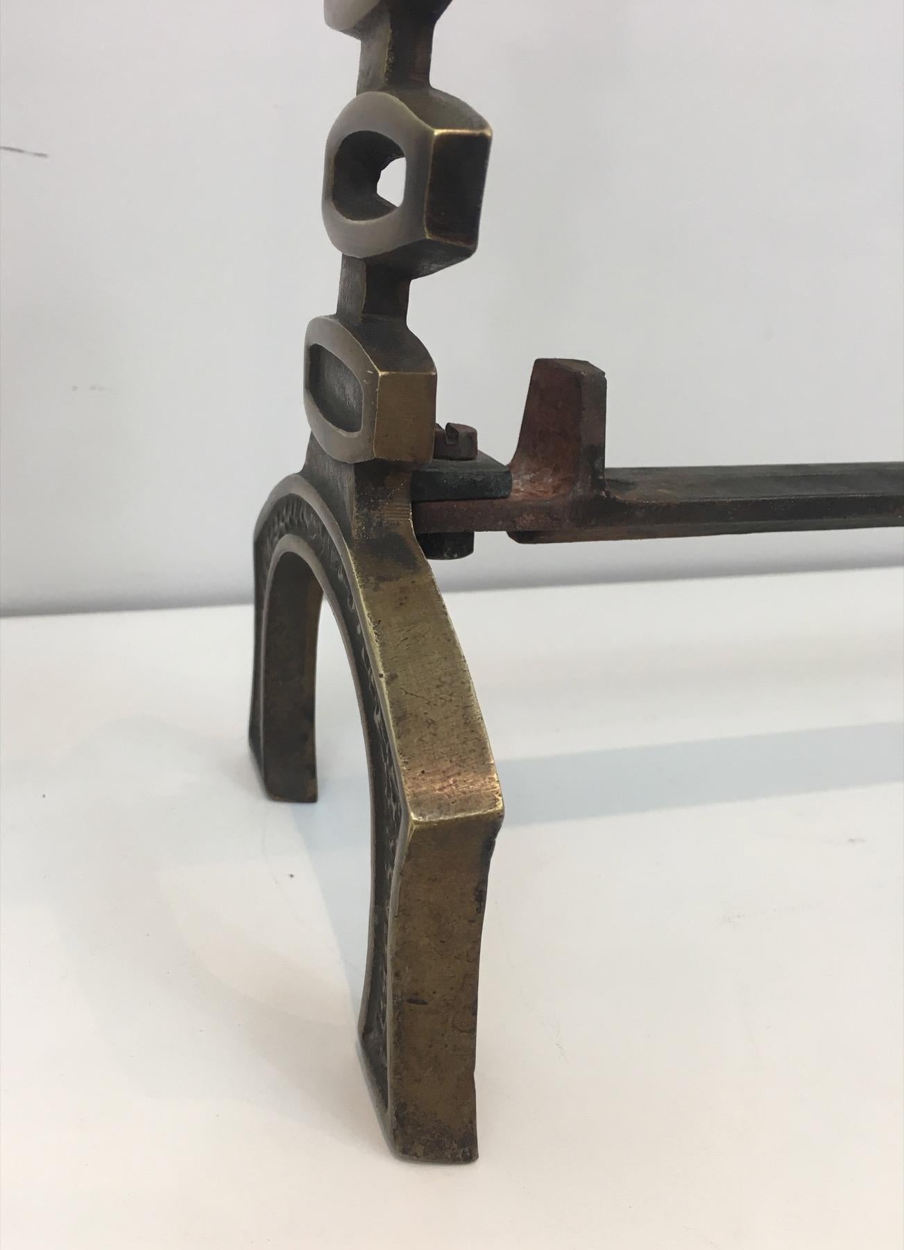 Coppia di Androni modernisti in ottone in vendita 8