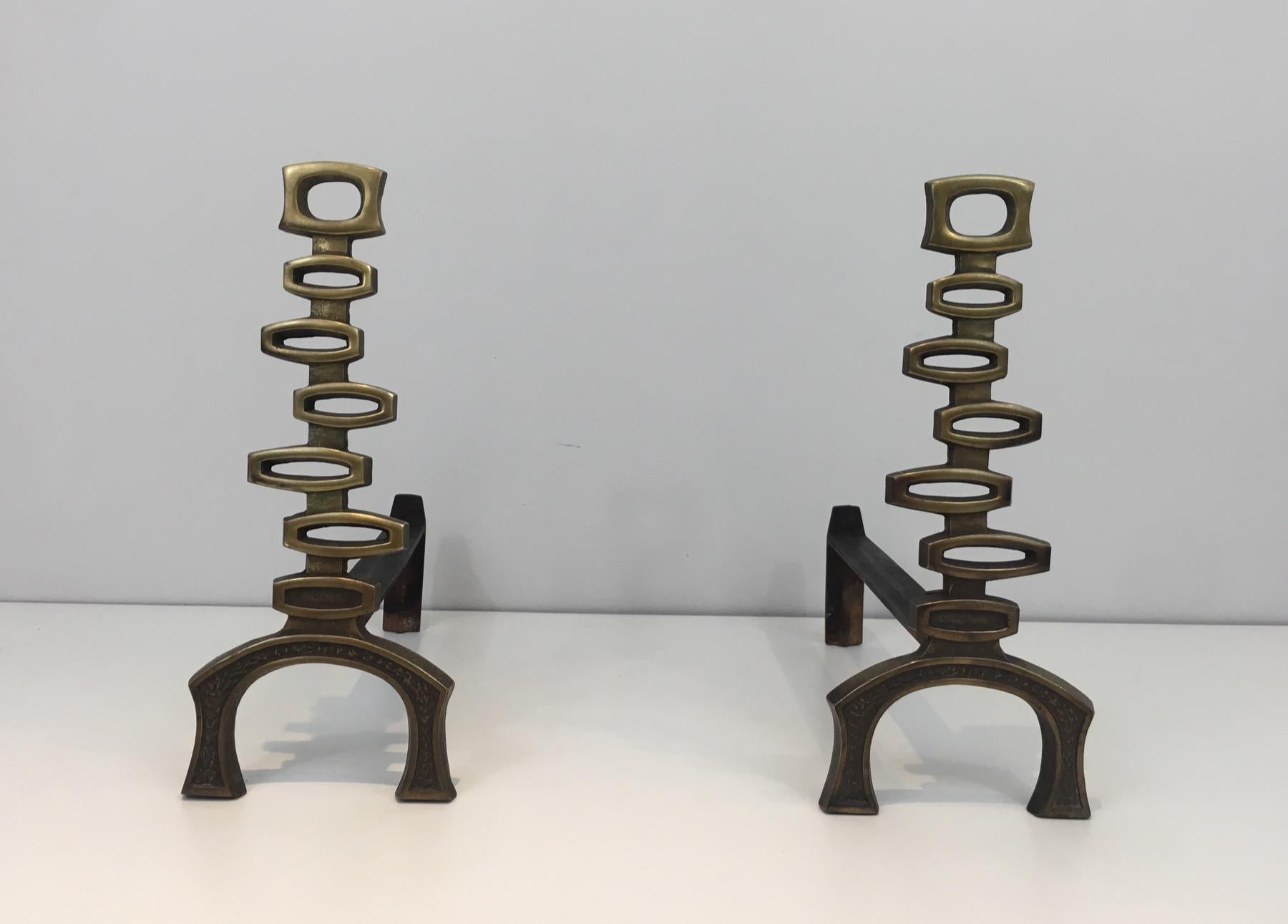 Coppia di Androni modernisti in ottone in vendita 13