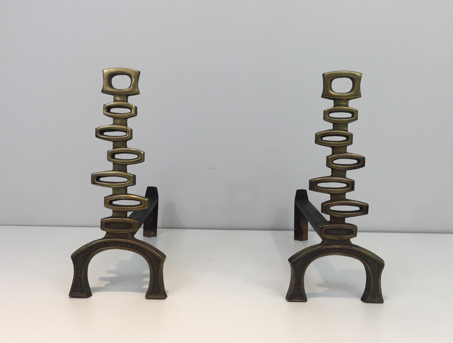 Coppia di Androni modernisti in ottone in vendita 2
