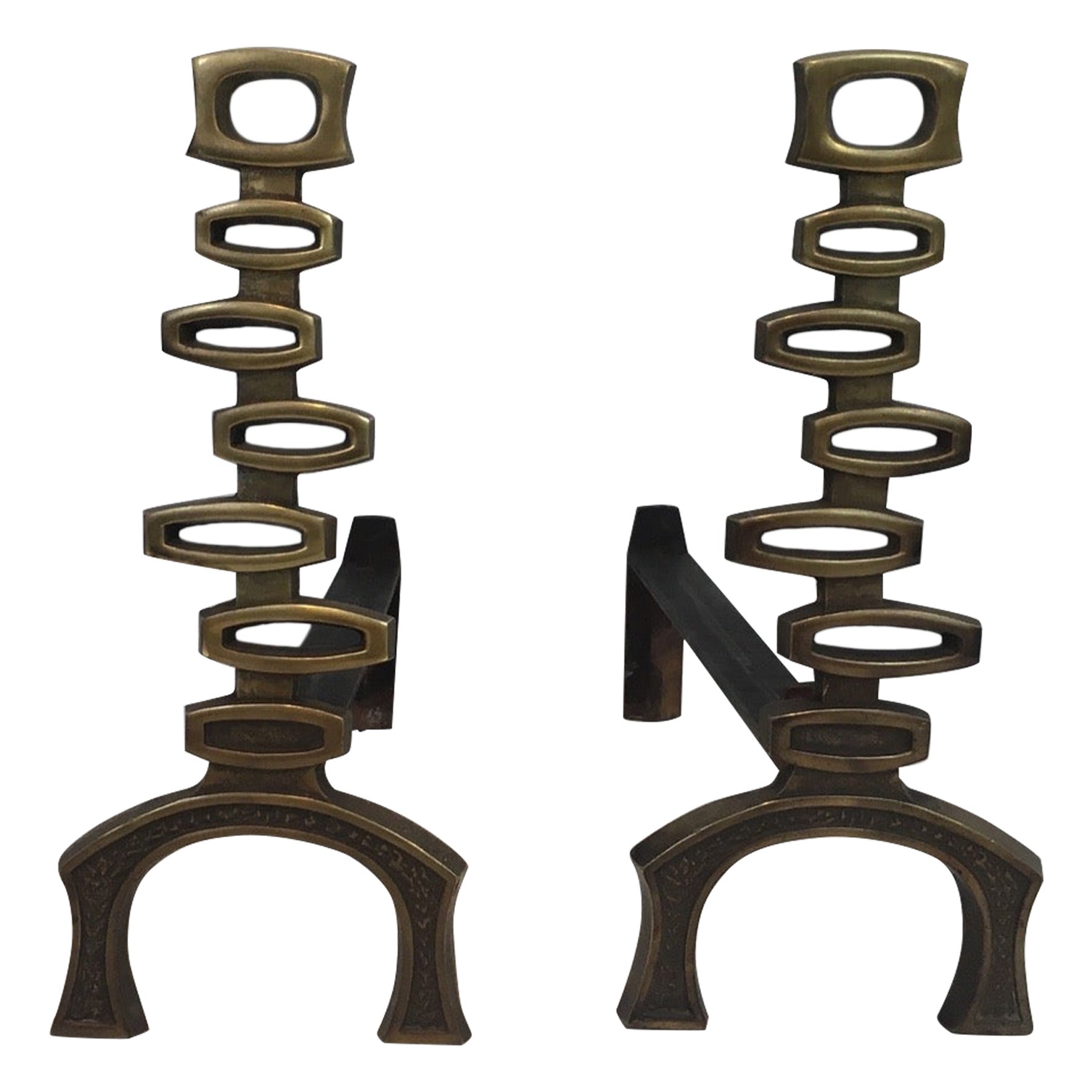 Paar modernistische Messing-Andorne im Angebot