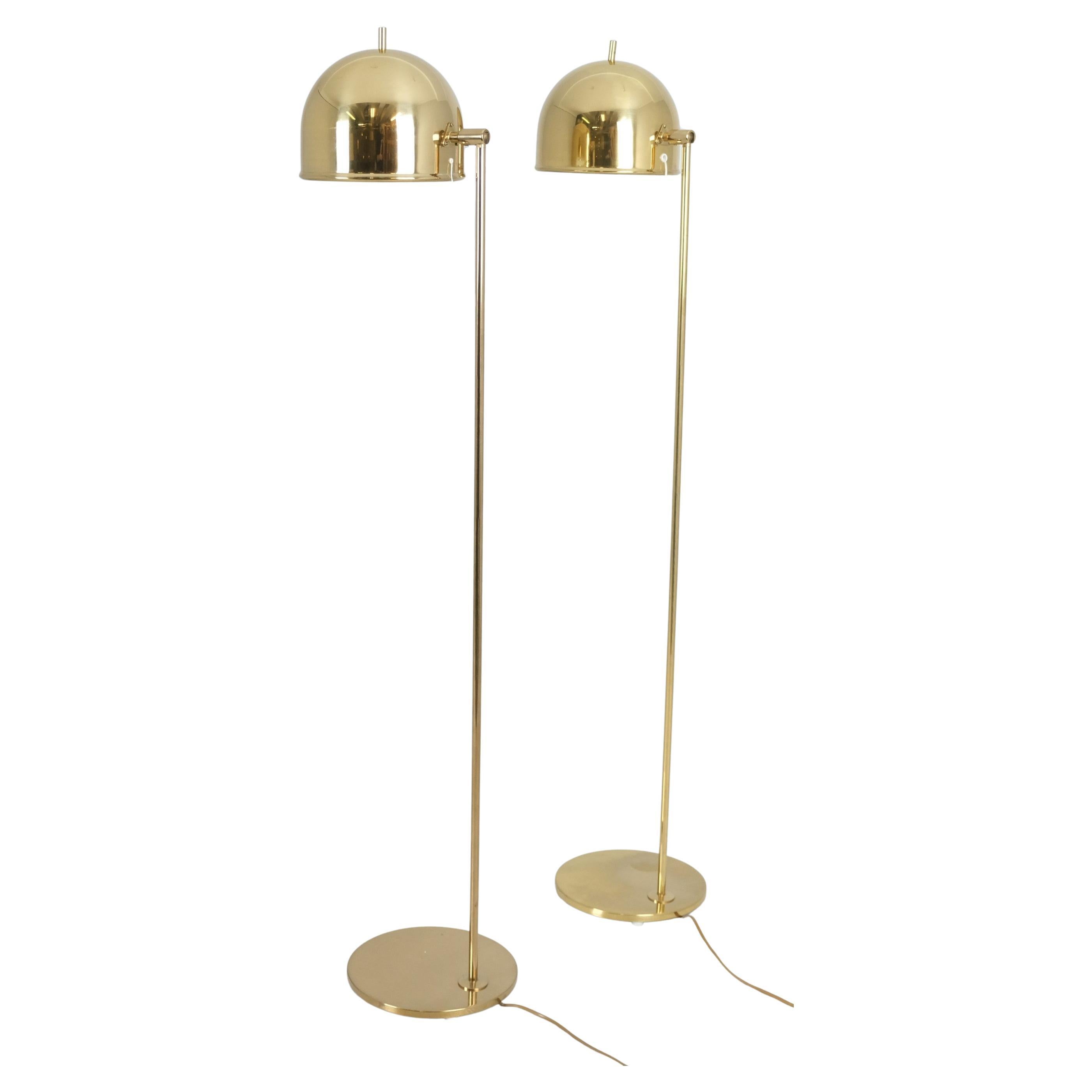 Pair of Modernist Brass Floor Lamps Model G 75, Eje Ahlgren, Bergboms 1960s-70s