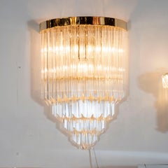 Pair of Modernist Brass and Hand Blown Murano Glass 4-Tier Quadretti Sconces