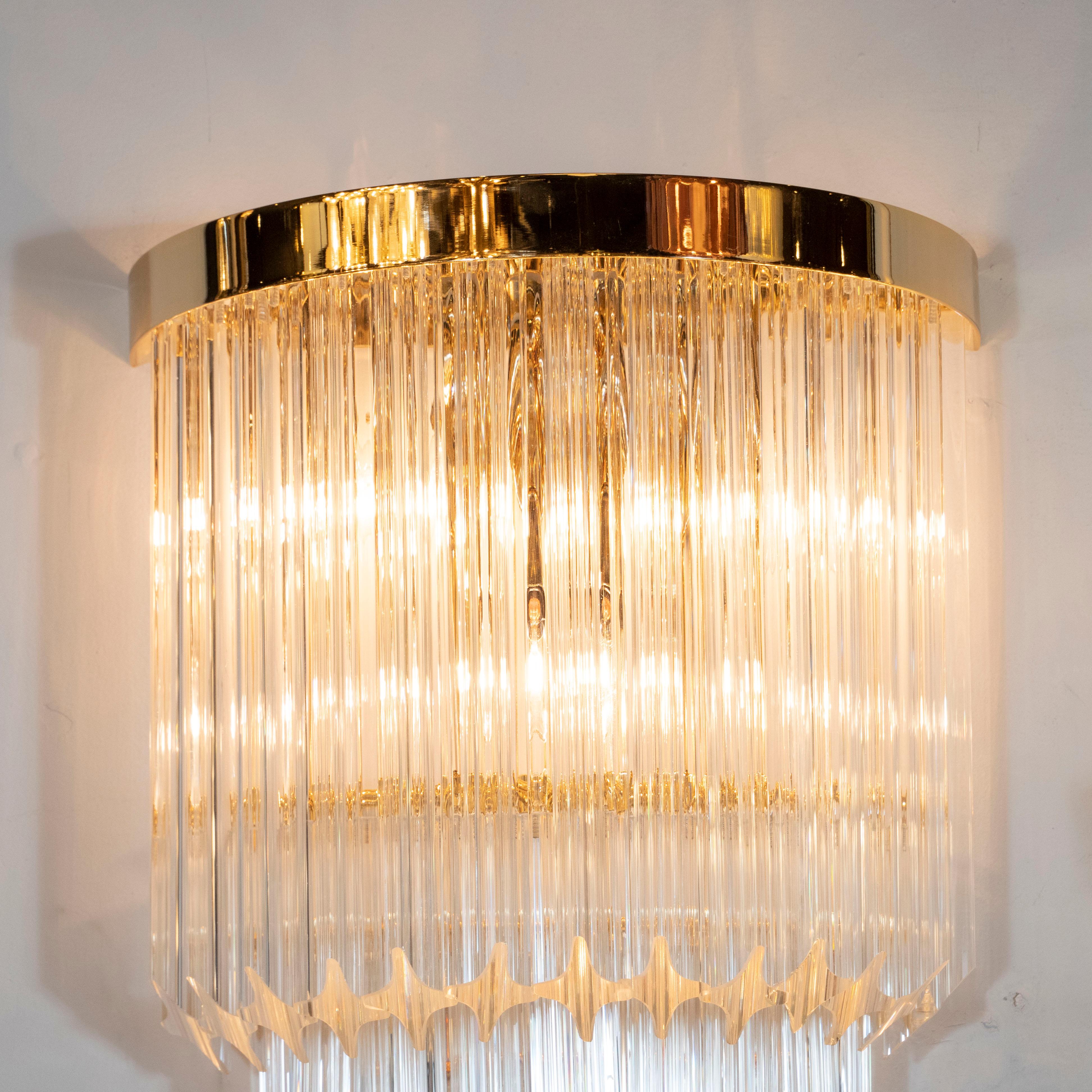 Américain Paire d'appliques Quadretti modernistes à 4 niveaux en laiton et verre de Murano soufflé à la main en vente