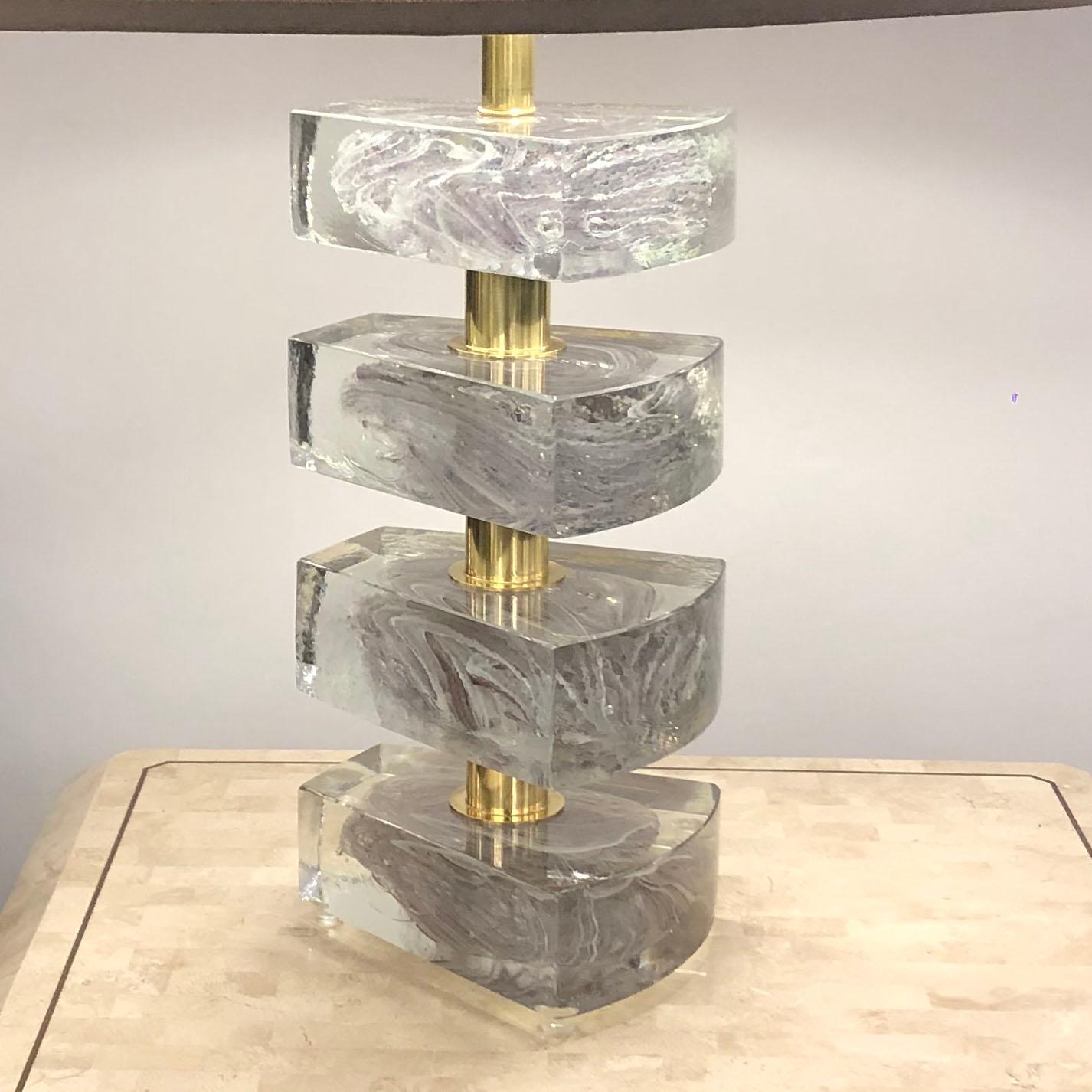 Paire de lampes « Cloud » modernistes en laiton et verre de Murano translucide soufflé à la main Neuf - En vente à New York, NY