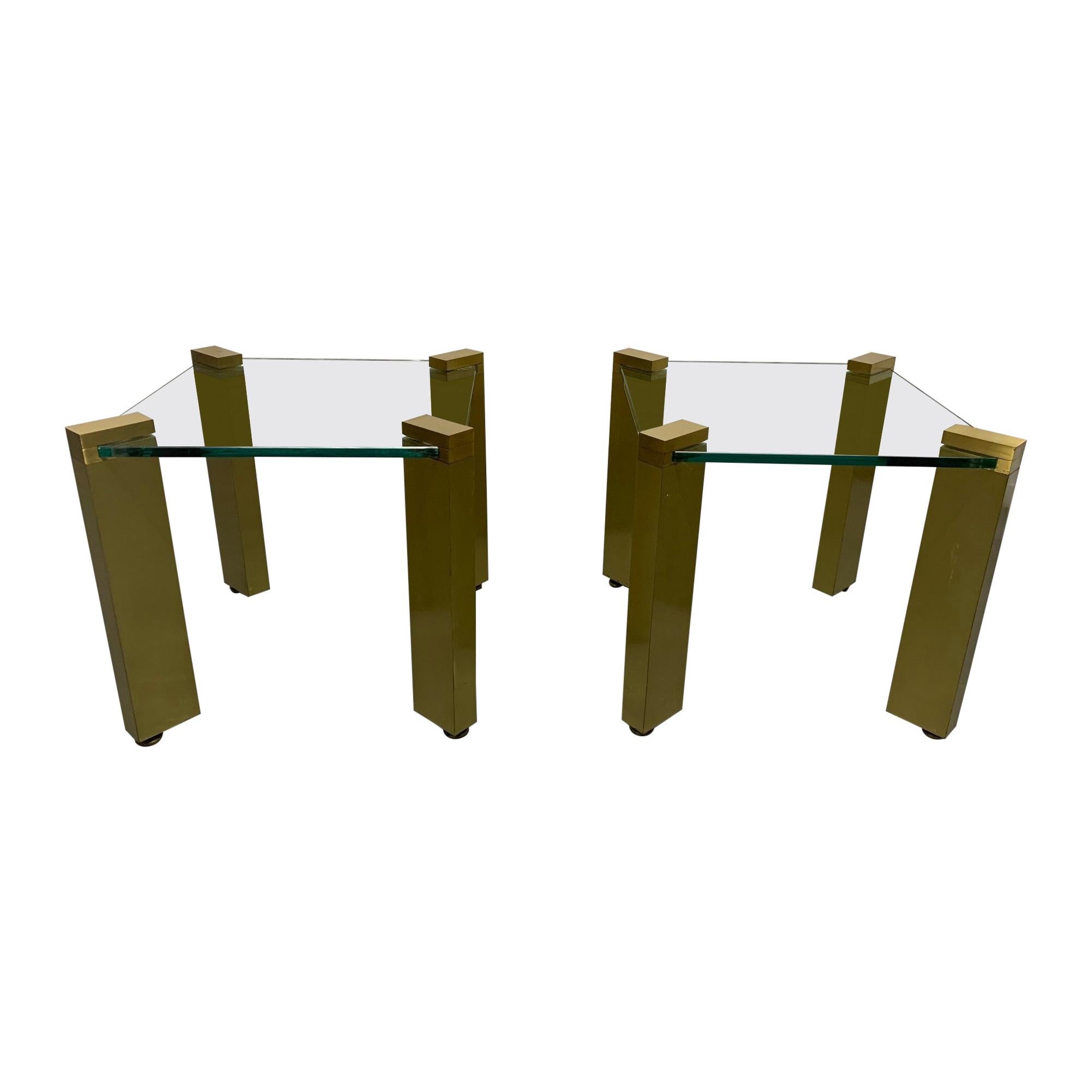 Pair of Modernist Brass Side Tables