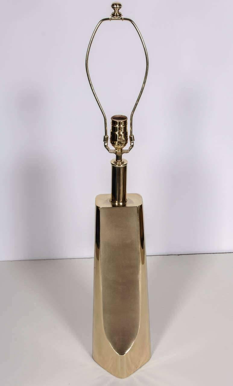 American Pair of Modernist Brass Table Lamps by Laurel
