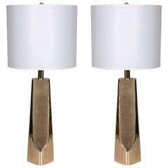 Pair of Modernist Brass Table Lamps by Laurel