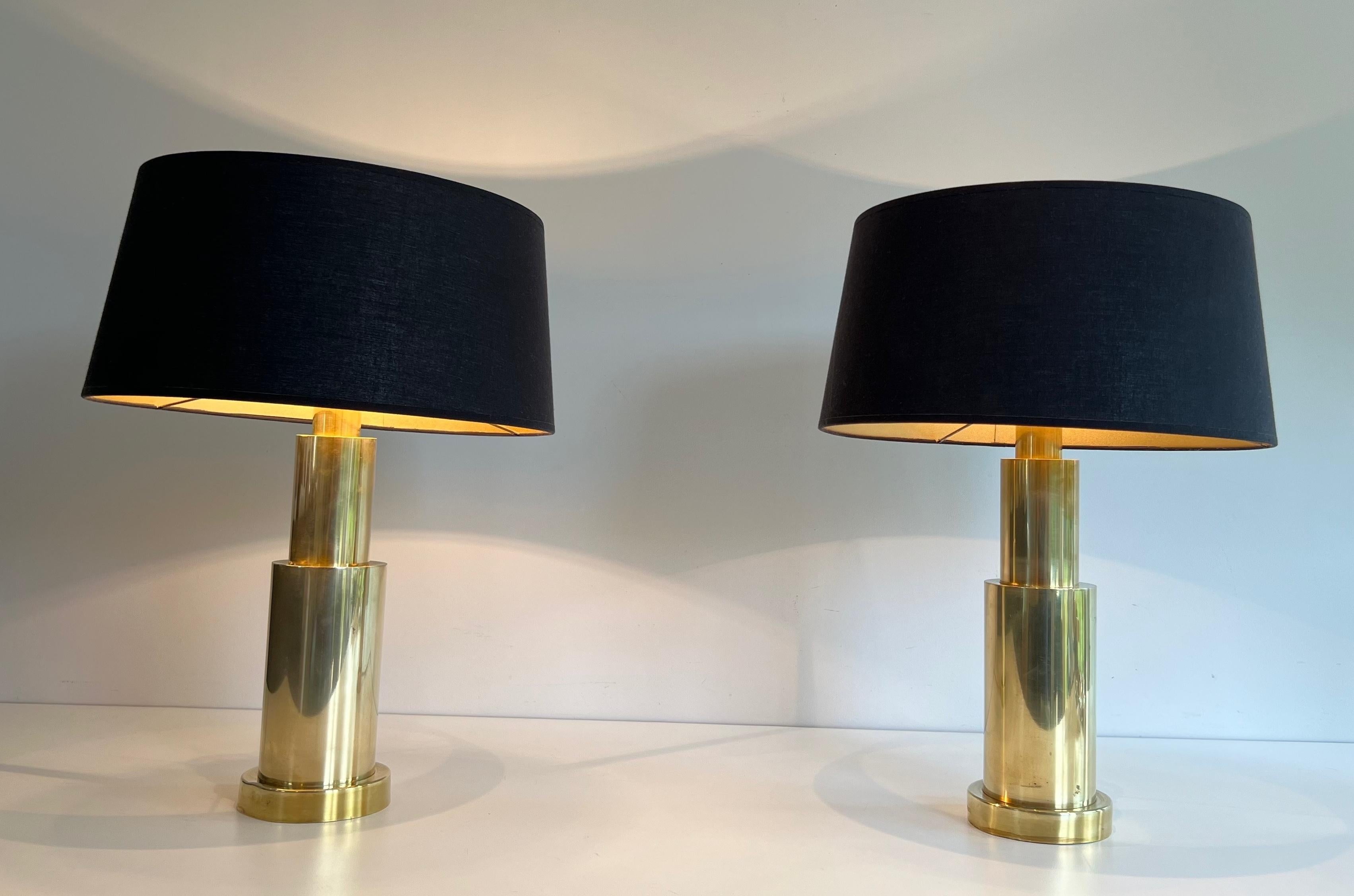 Pair of Modernist Brass Table Lamps For Sale 6
