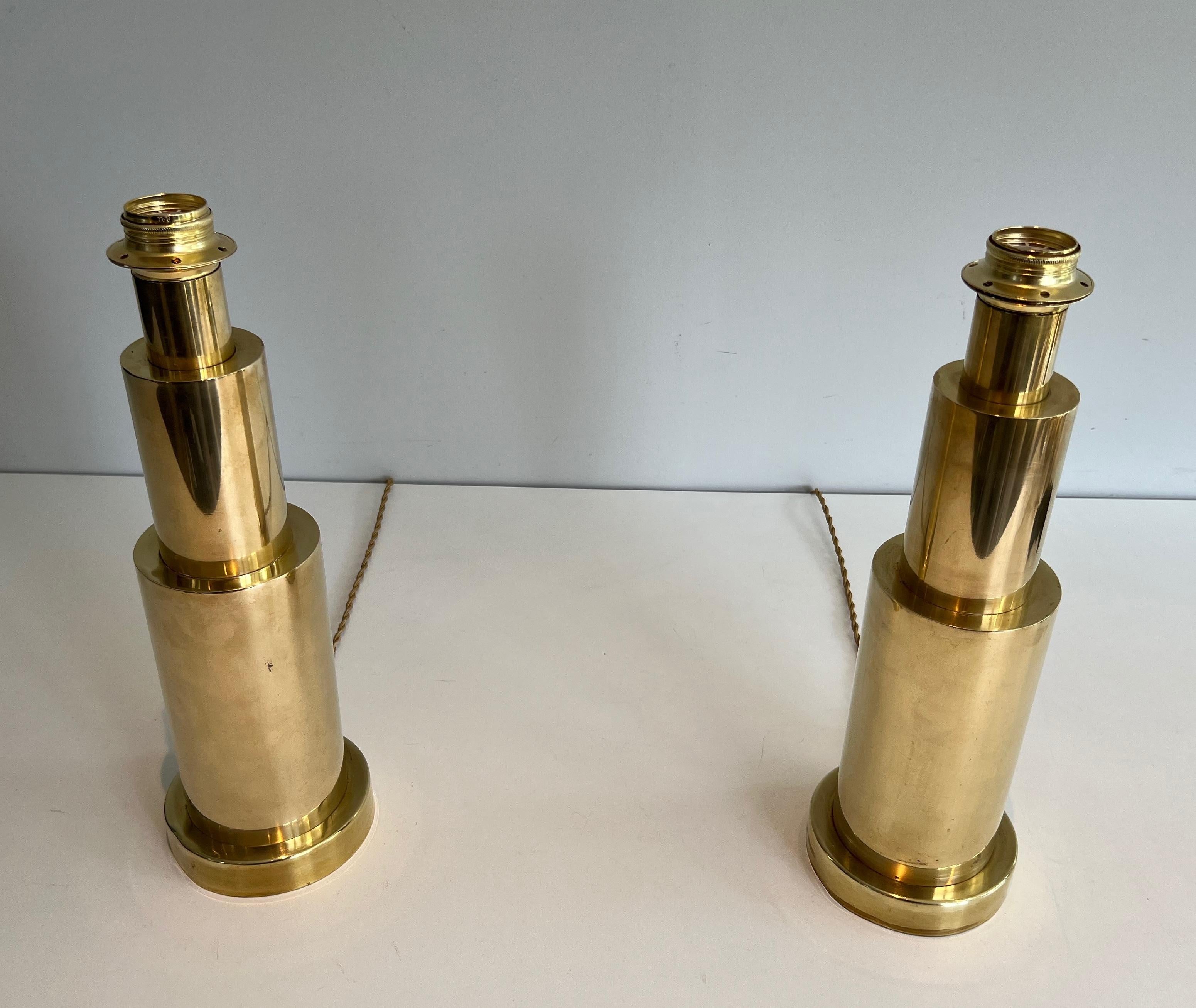 Pair of Modernist Brass Table Lamps For Sale 7