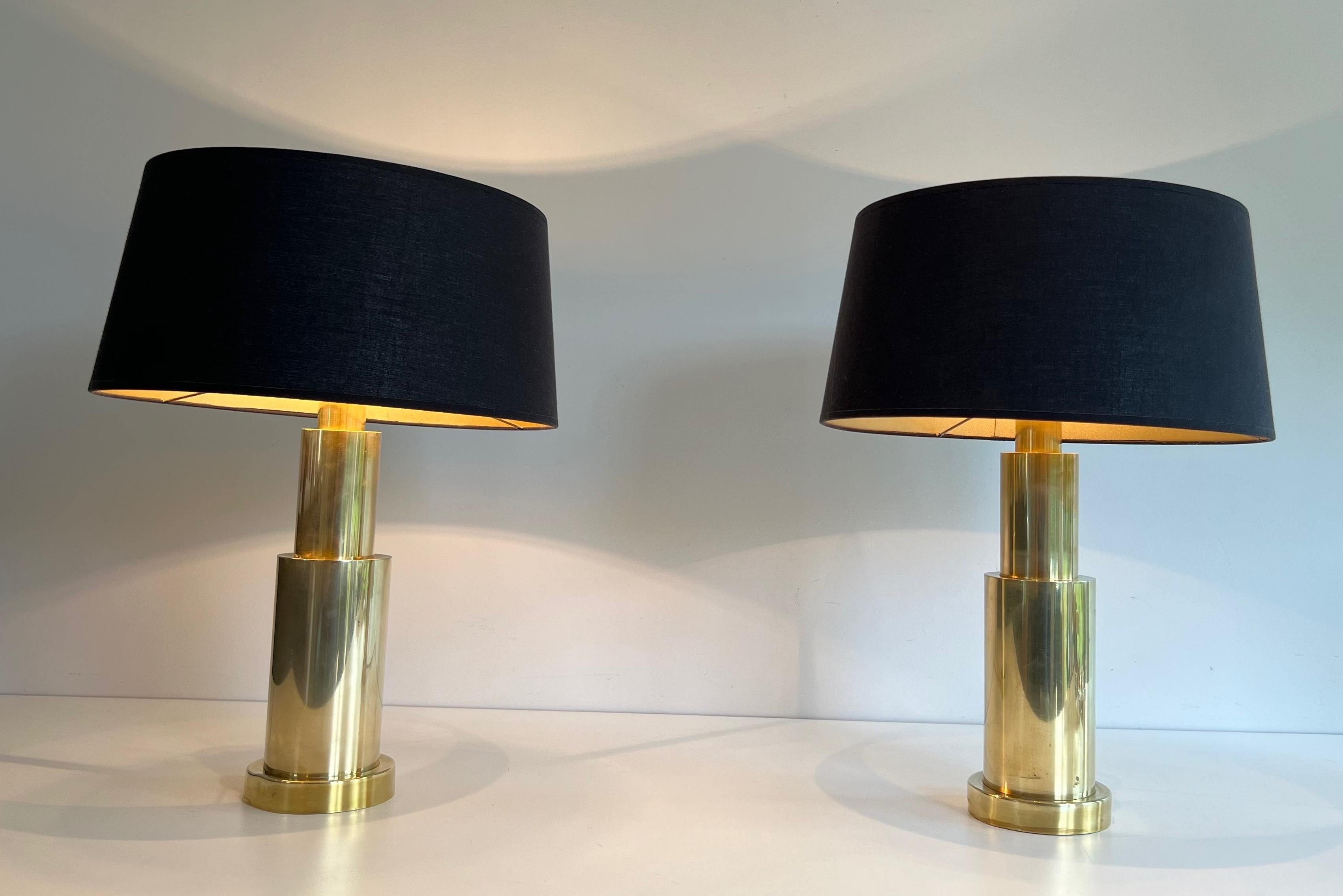 Pair of Modernist Brass Table Lamps For Sale 14
