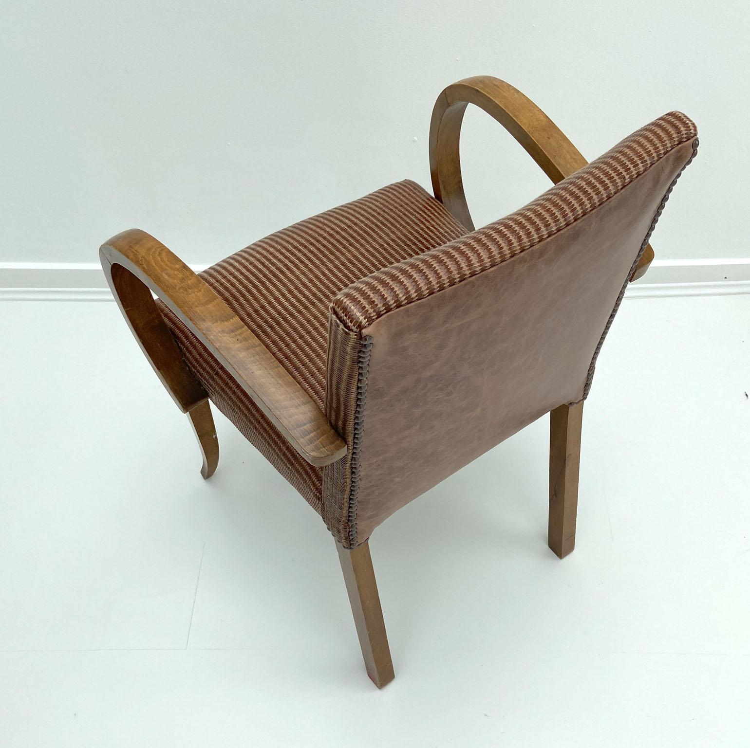 Pair of Modernist Bridge Chairs or Armchairs, French, 1930s 6