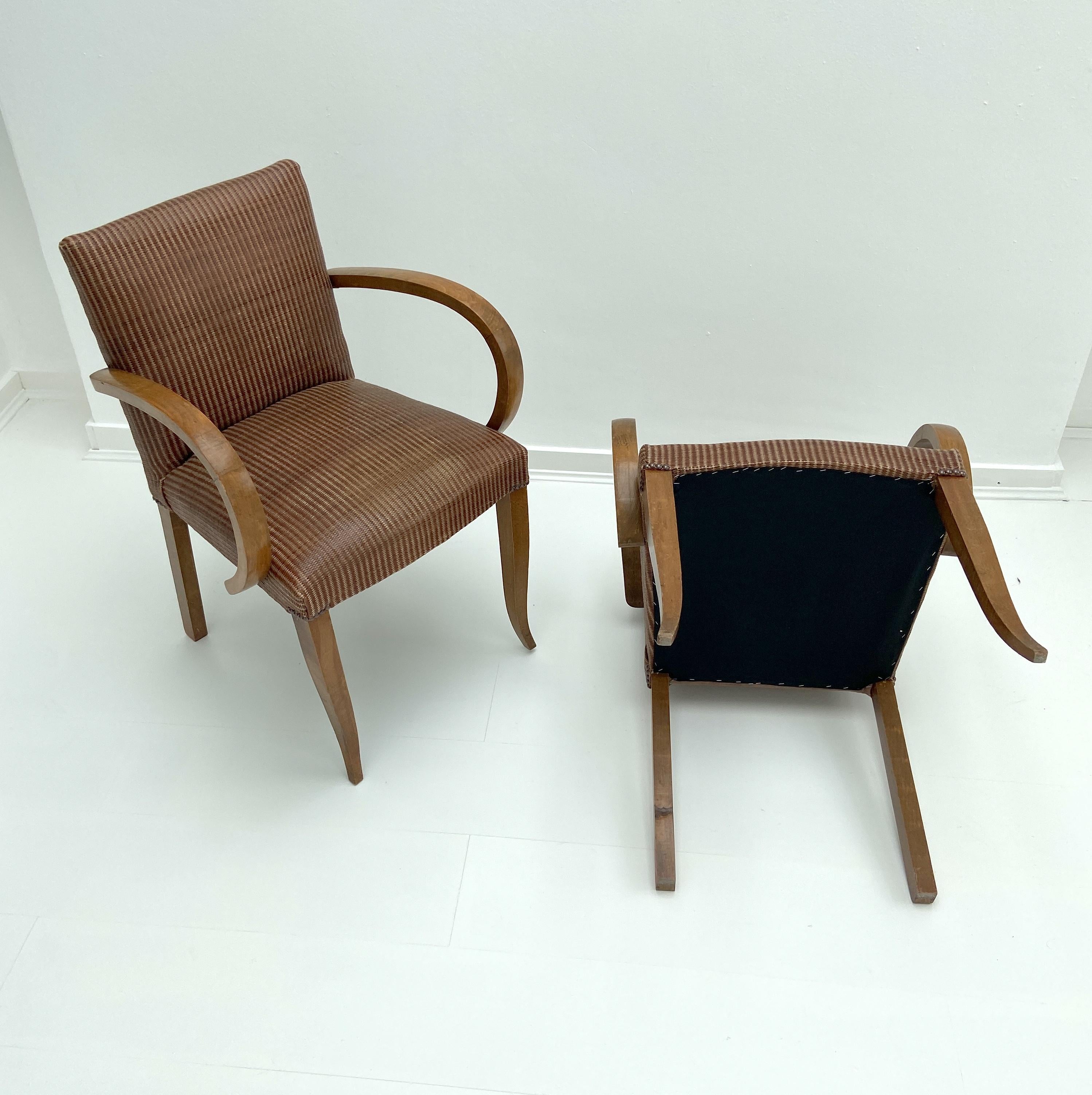 Pair of Modernist Bridge Chairs or Armchairs, French, 1930s 10
