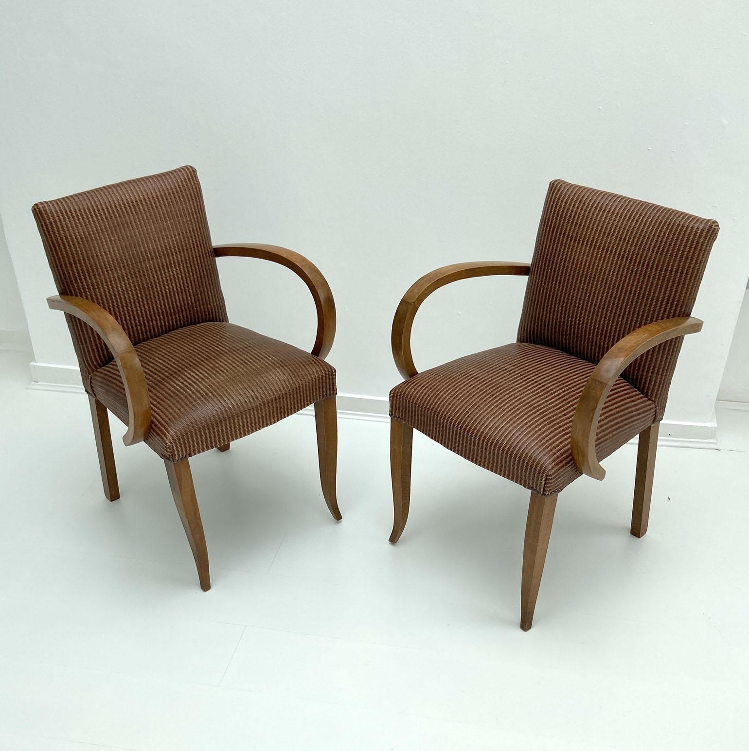 Français Paire de chaises ou fauteuils modernistes en forme de pont, France, années 1930