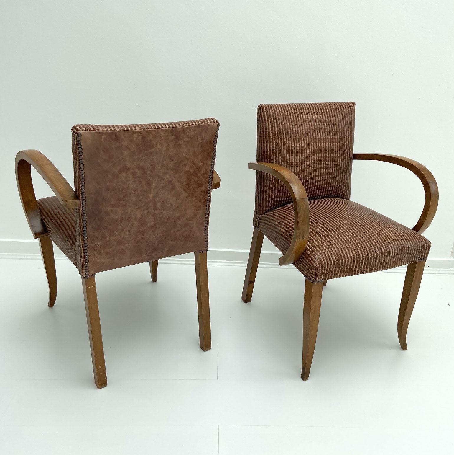 Pair of Modernist Bridge Chairs or Armchairs, French, 1930s For Sale 1