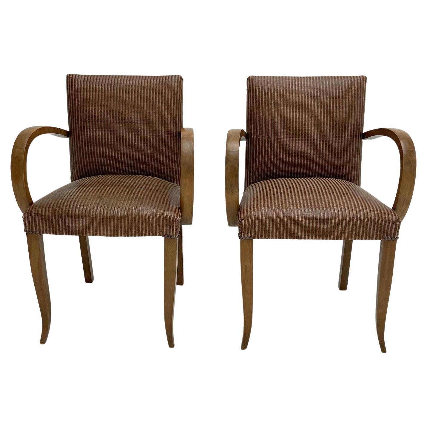 Pair of Modernist Bridge Chairs or Armchairs, French, 1930s For Sale