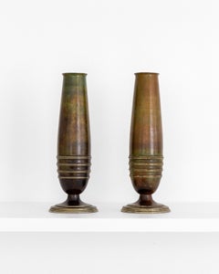 Paar modernistische Vasen aus Bronze und Messing von GAB, 1940er Jahre, Schweden