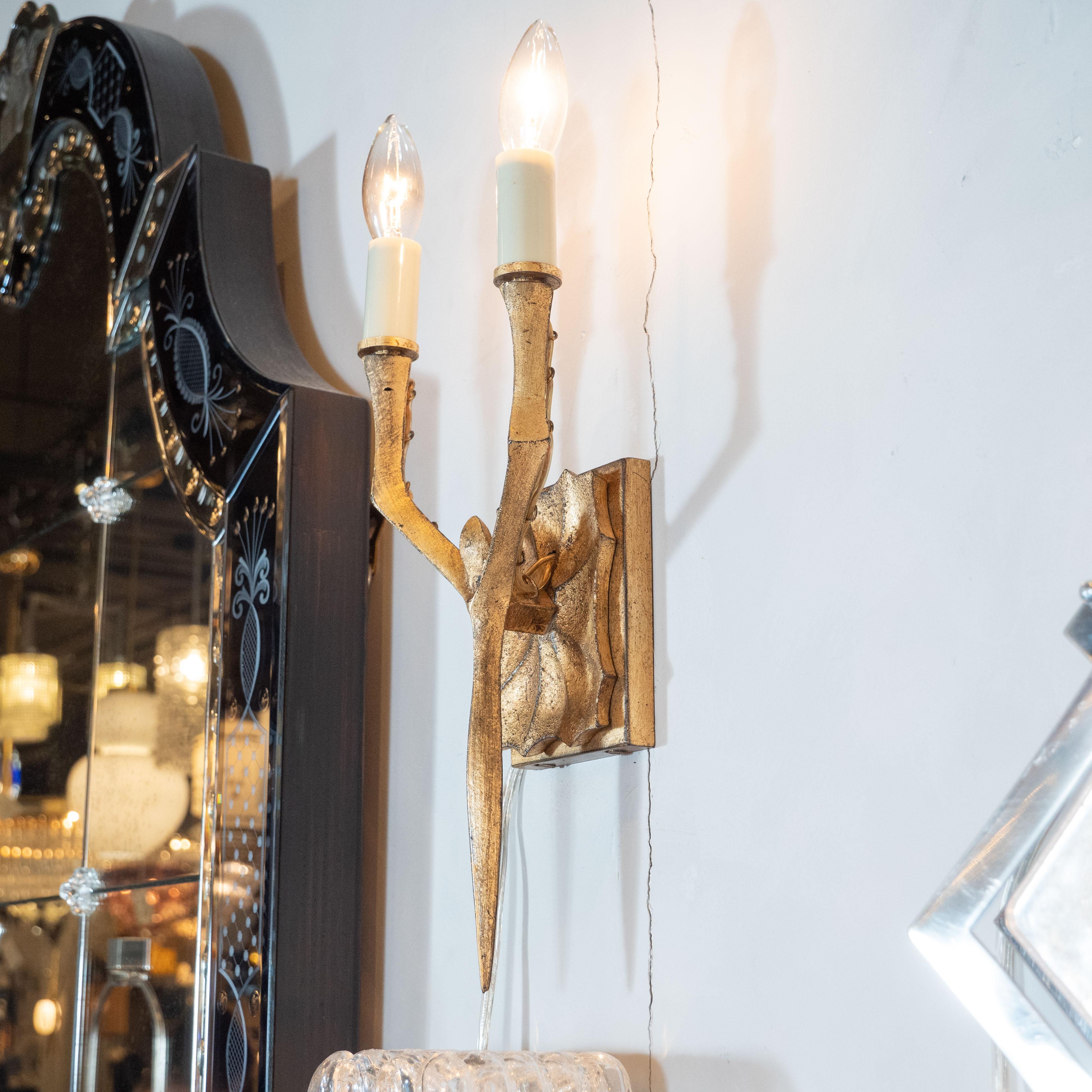 Paire d'appliques à deux bras de lumière en or jaune 24 carats:: de style moderniste et brutal en vente 3