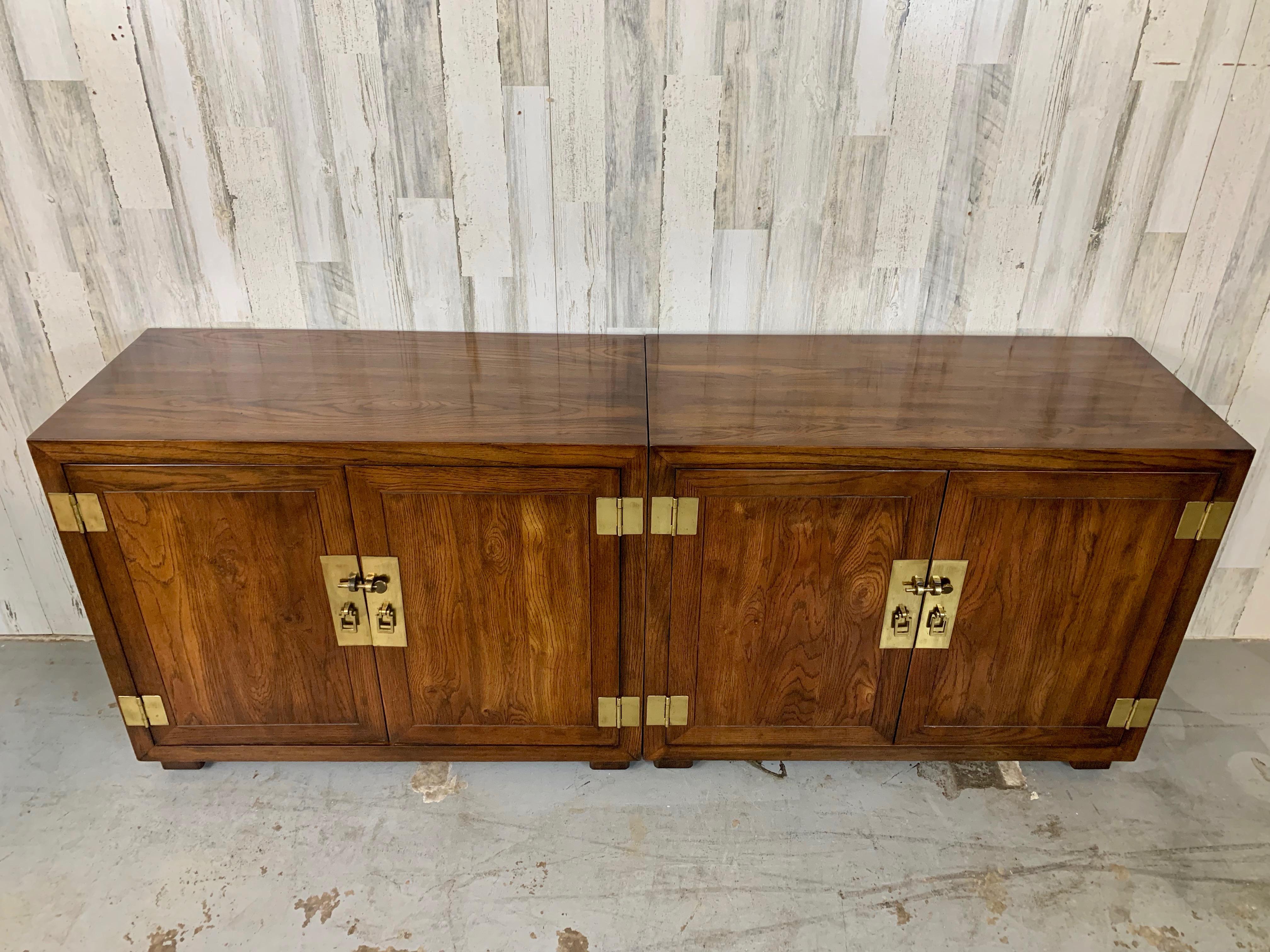 Pair of Modernist Campaign Chest for Henredon For Sale 5