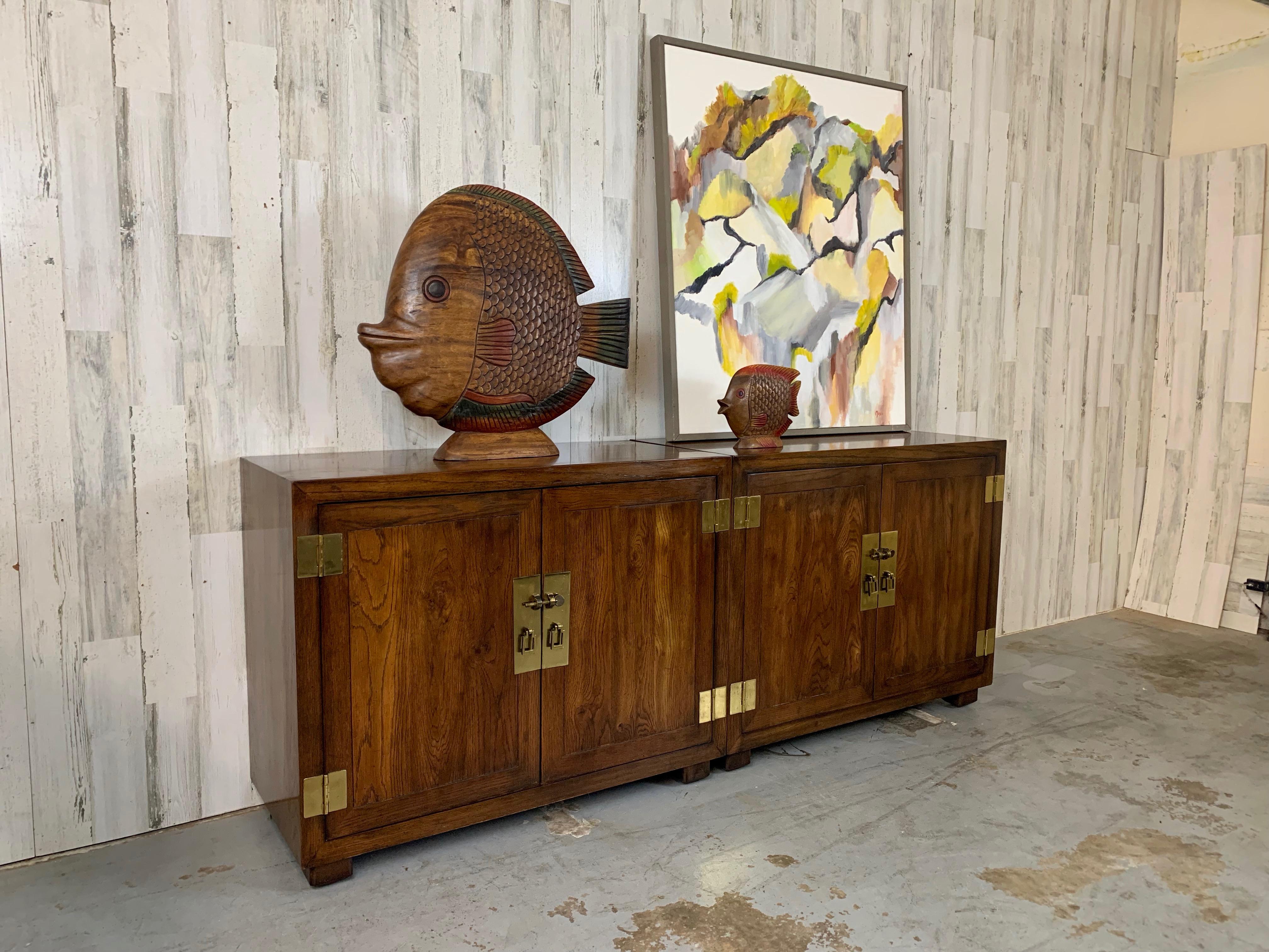 Pair of Modernist Campaign Chest for Henredon For Sale 8