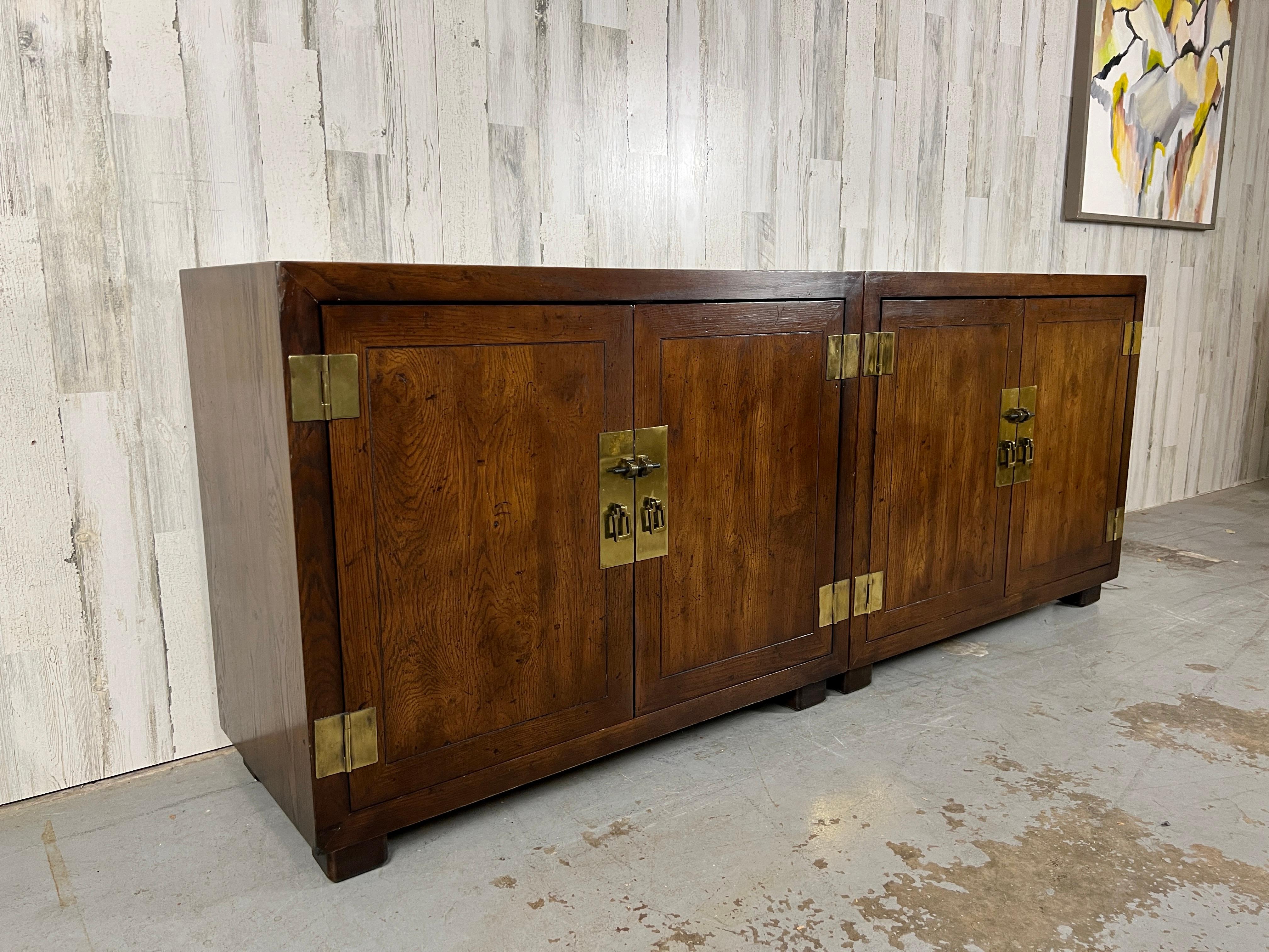 20th Century Pair of Modernist Campaign Chest for Henredon