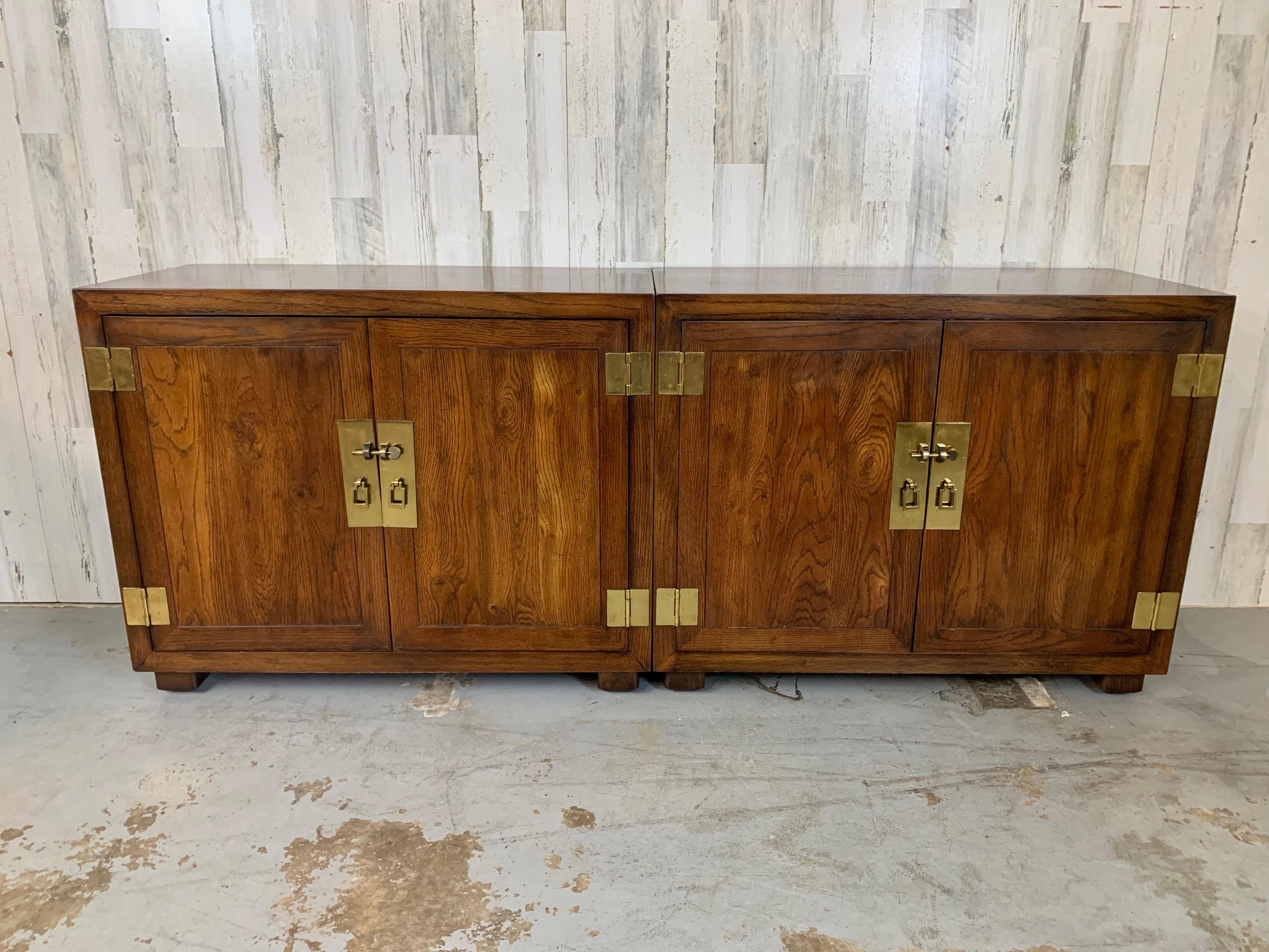 Pair of Modernist Campaign Chest for Henredon For Sale 4