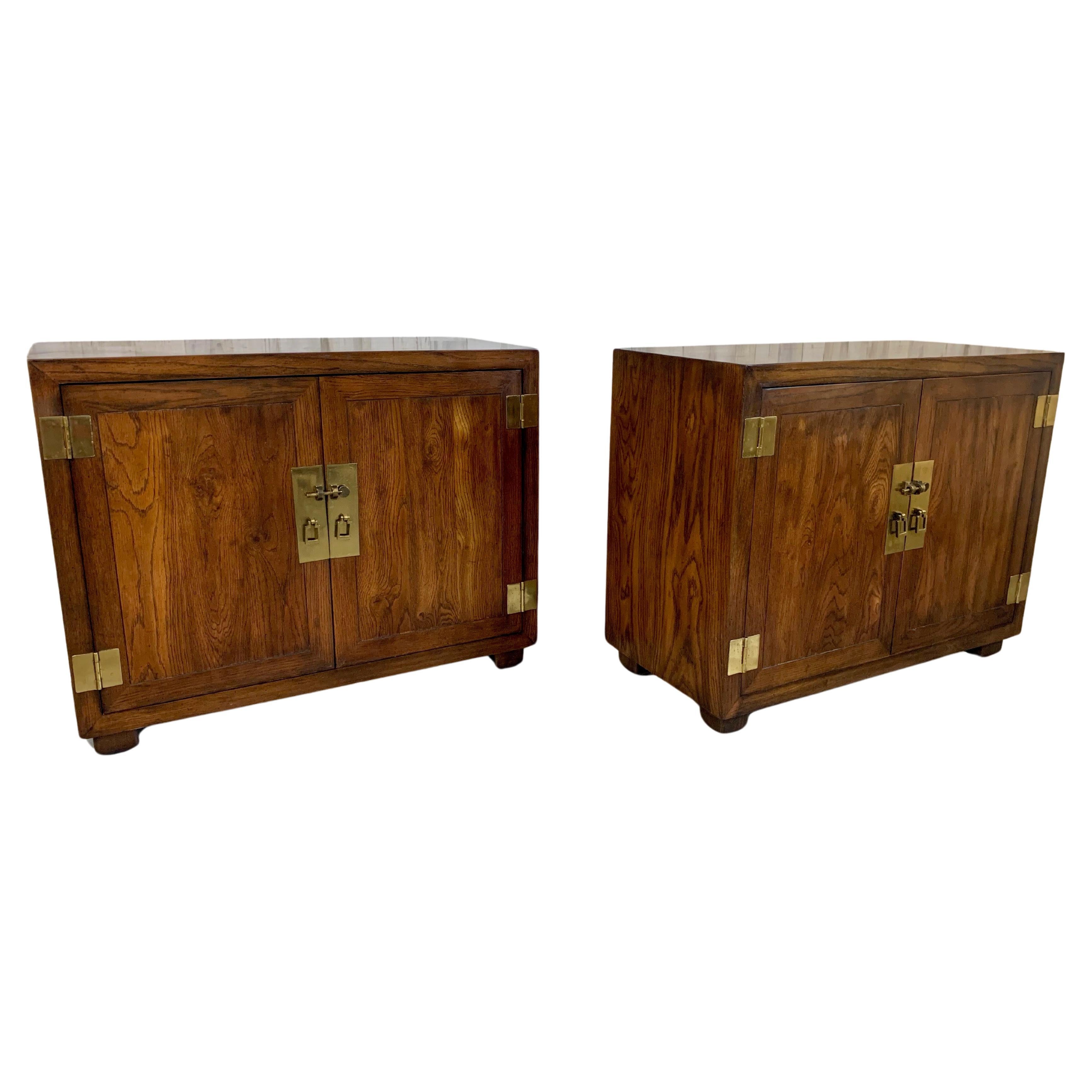 Pair of Modernist Campaign Chest for Henredon For Sale