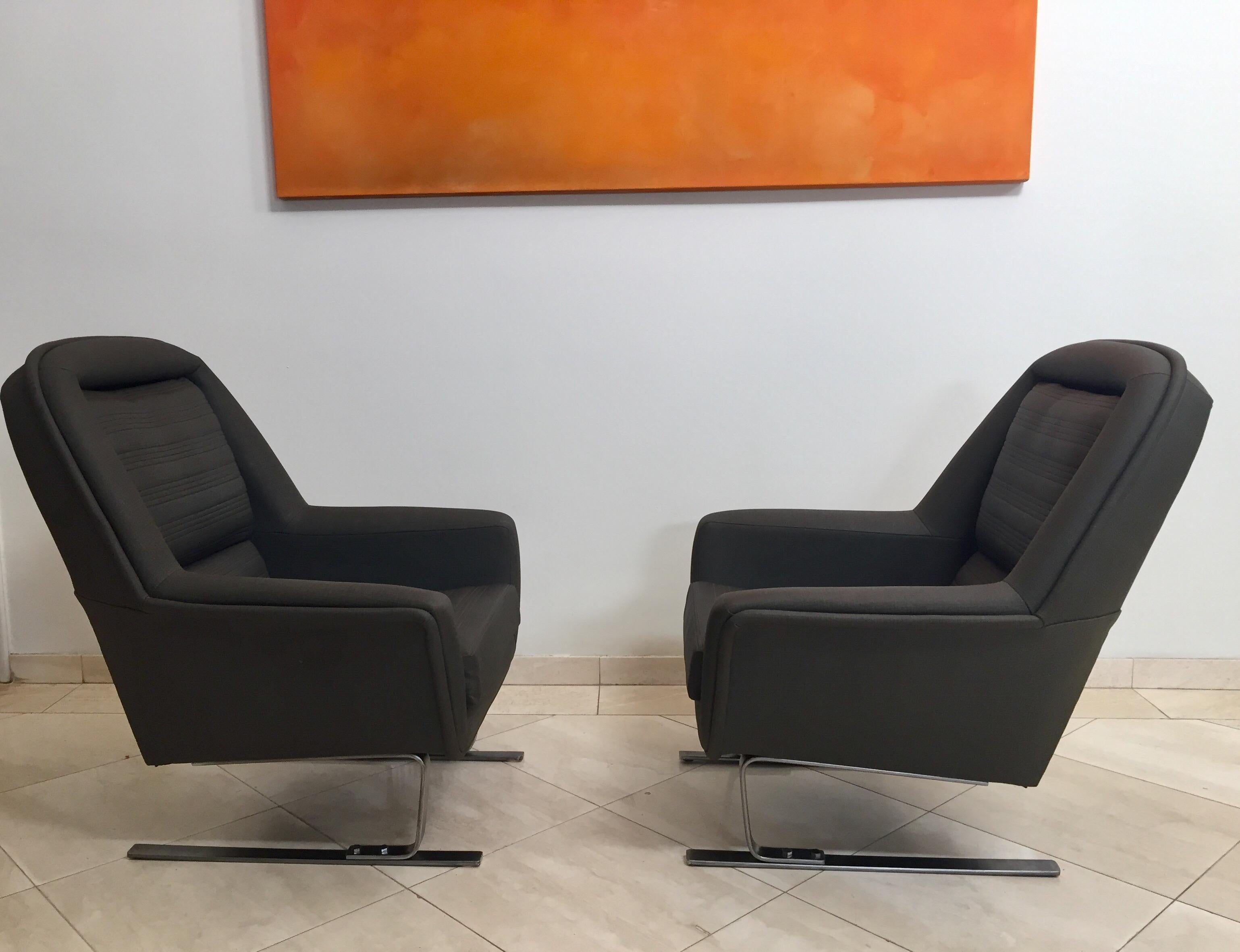 Bauhaus Augusto Bozzi Pair of Modernist Cantilever Club Lounge Chair 1970 For Sale