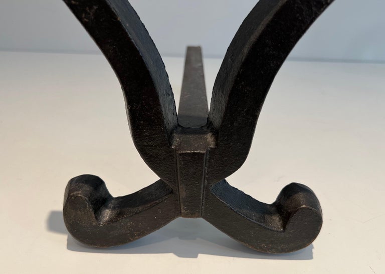 Chenets De Cheminée Flammes Style Raymond Subes - Métal - 28.5x40x17 Cm