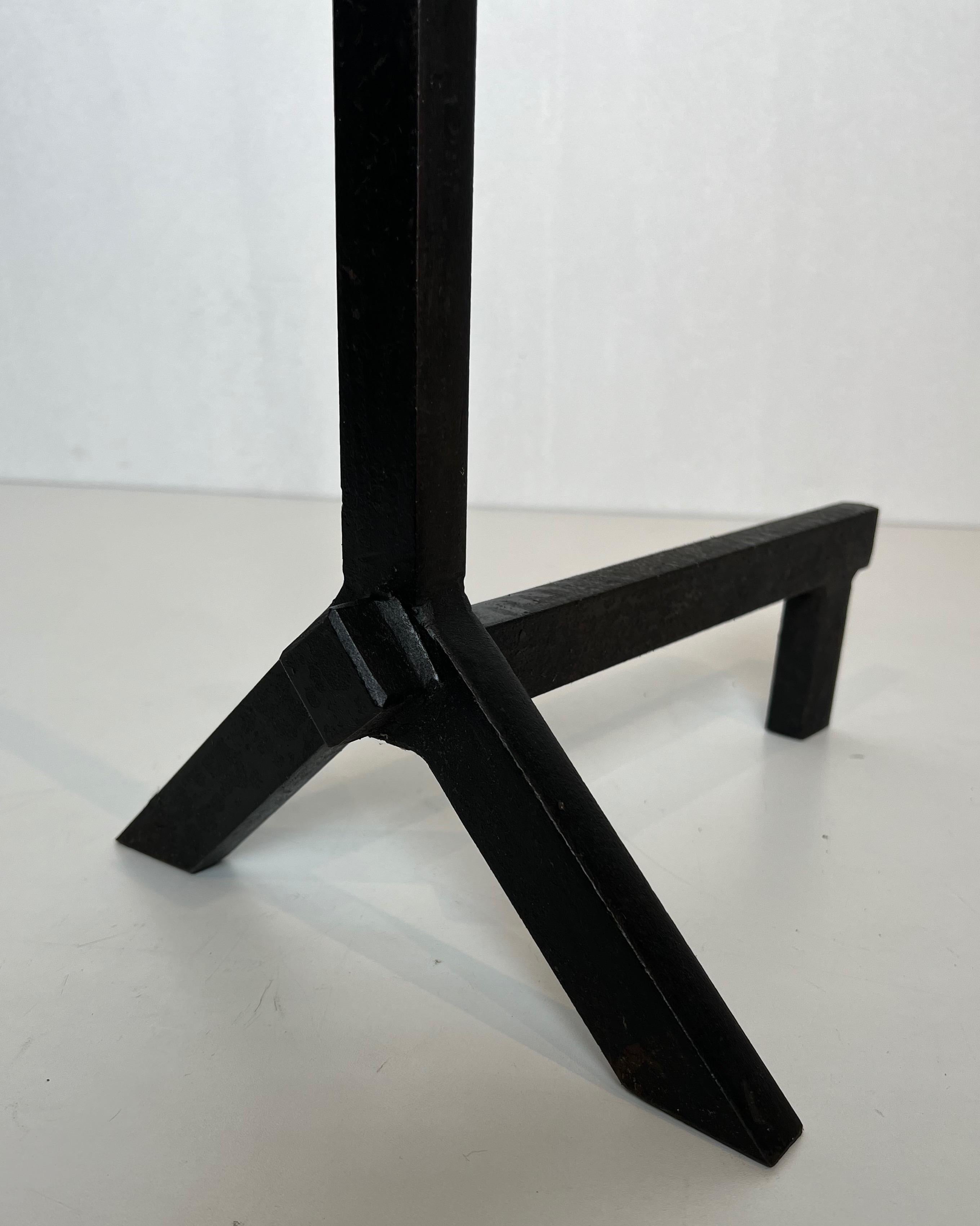 Pair of Modernist Cast Iron and Wrought Iron Andirons For Sale 5