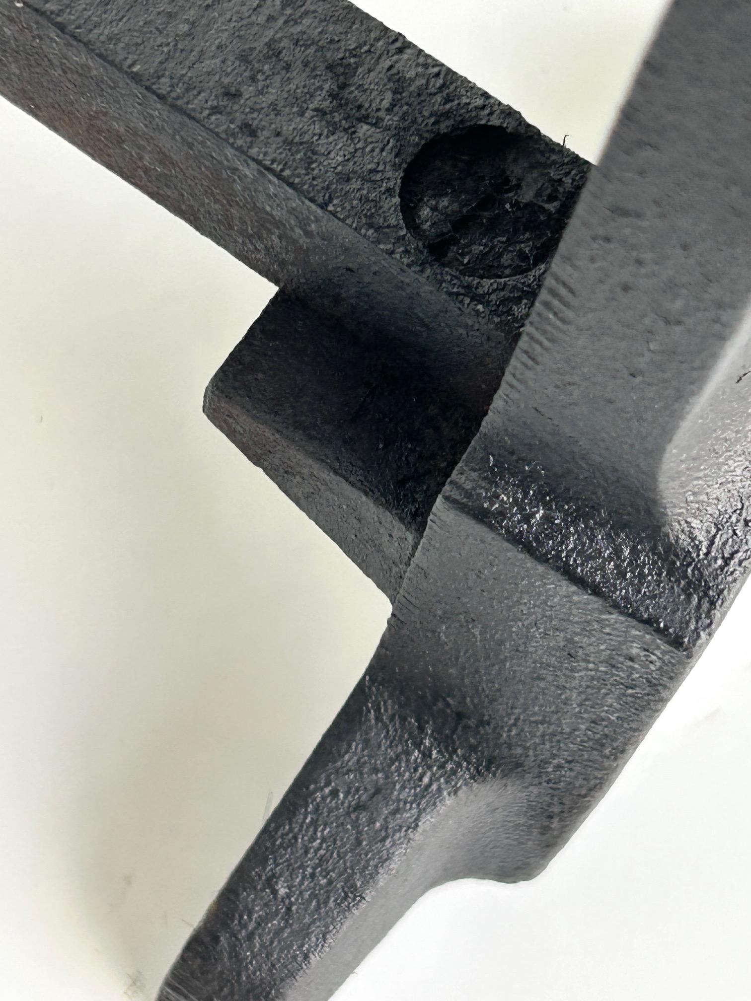 Pair of modernist cast iron andirons circa 1970 For Sale 1