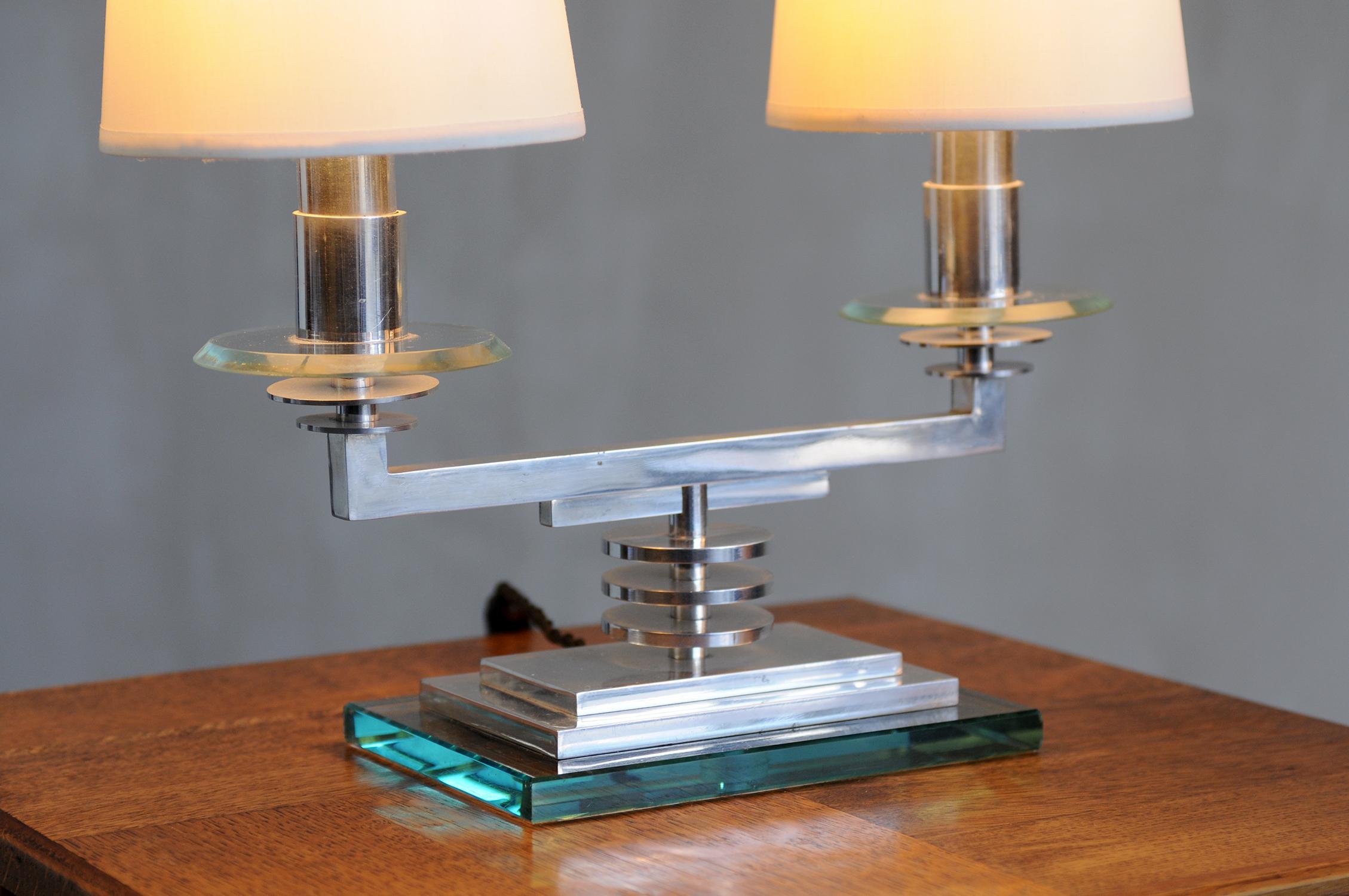 Art Deco Pair of Modernist Chandelier Lamps For Sale