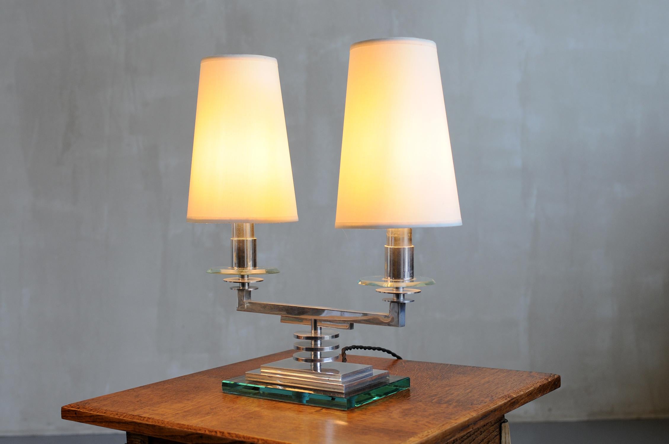 French Pair of Modernist Chandelier Lamps For Sale