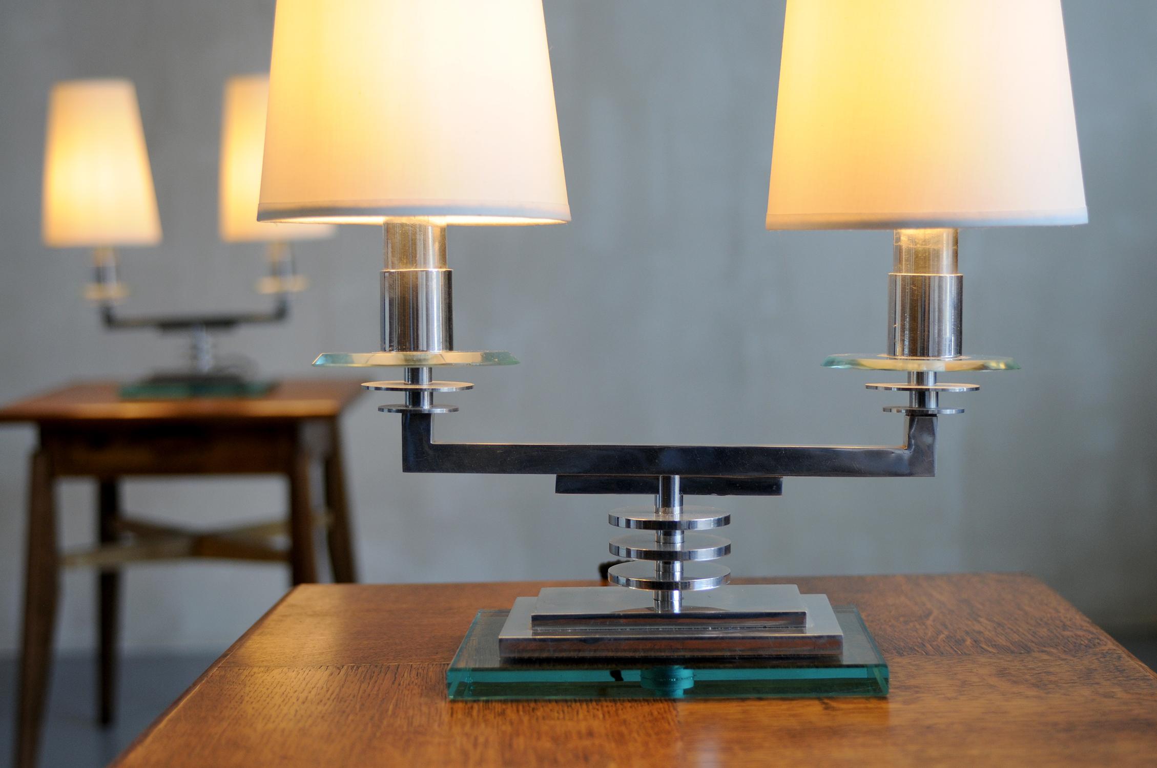 Pair of Modernist Chandelier Lamps For Sale 1