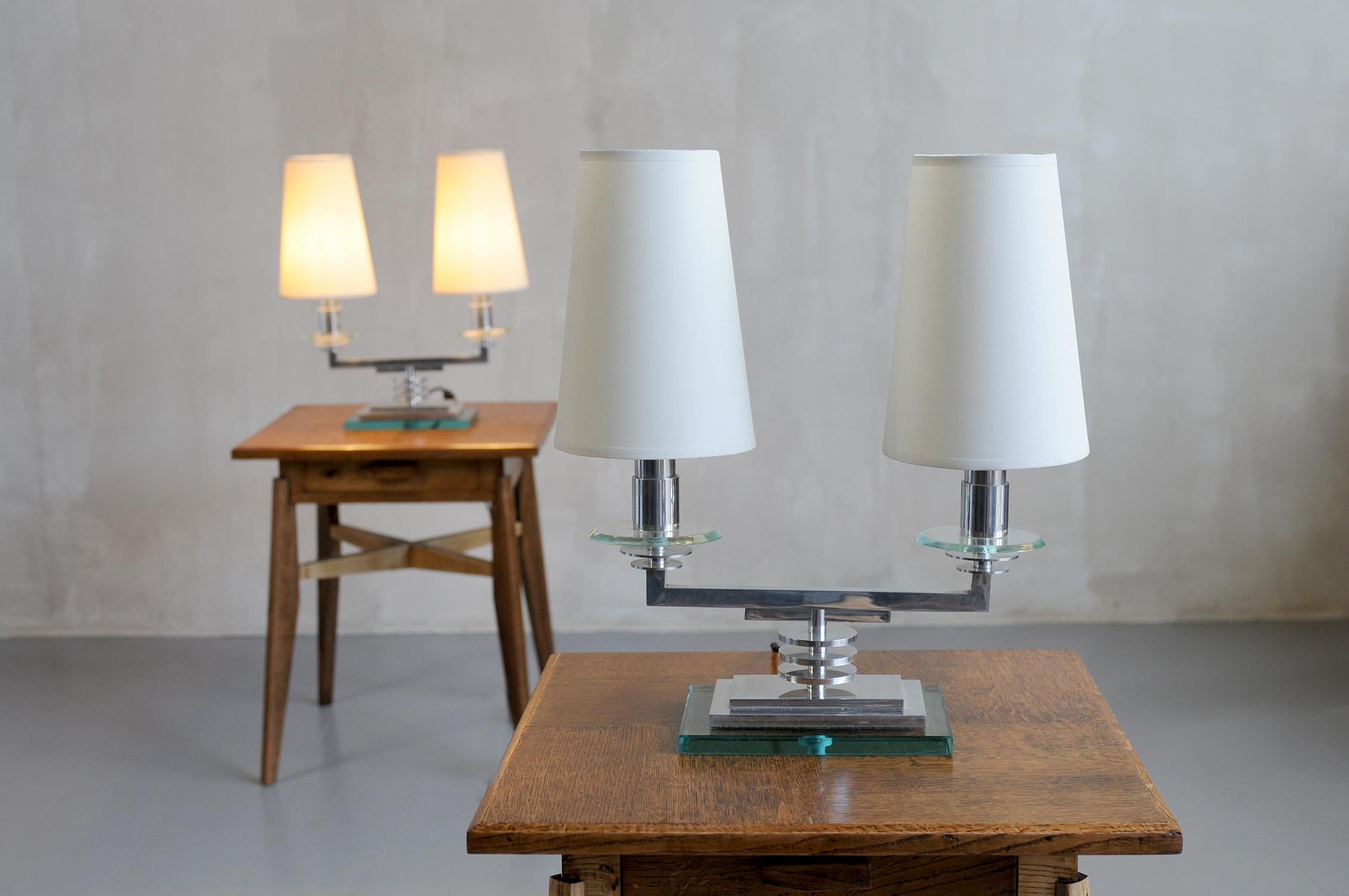 Pair of Modernist Chandelier Lamps For Sale 2